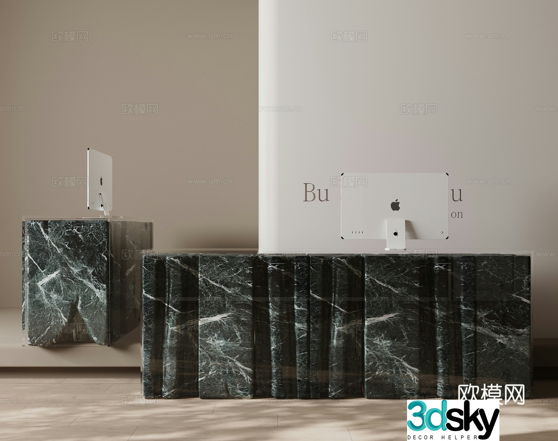 Modern bar front desk computer 3d model