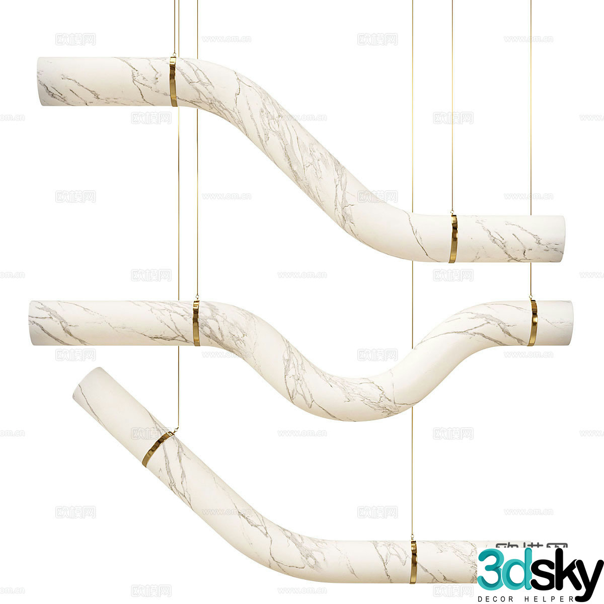 New Chinese style light luxury Liberty decorative chandelier 3D model