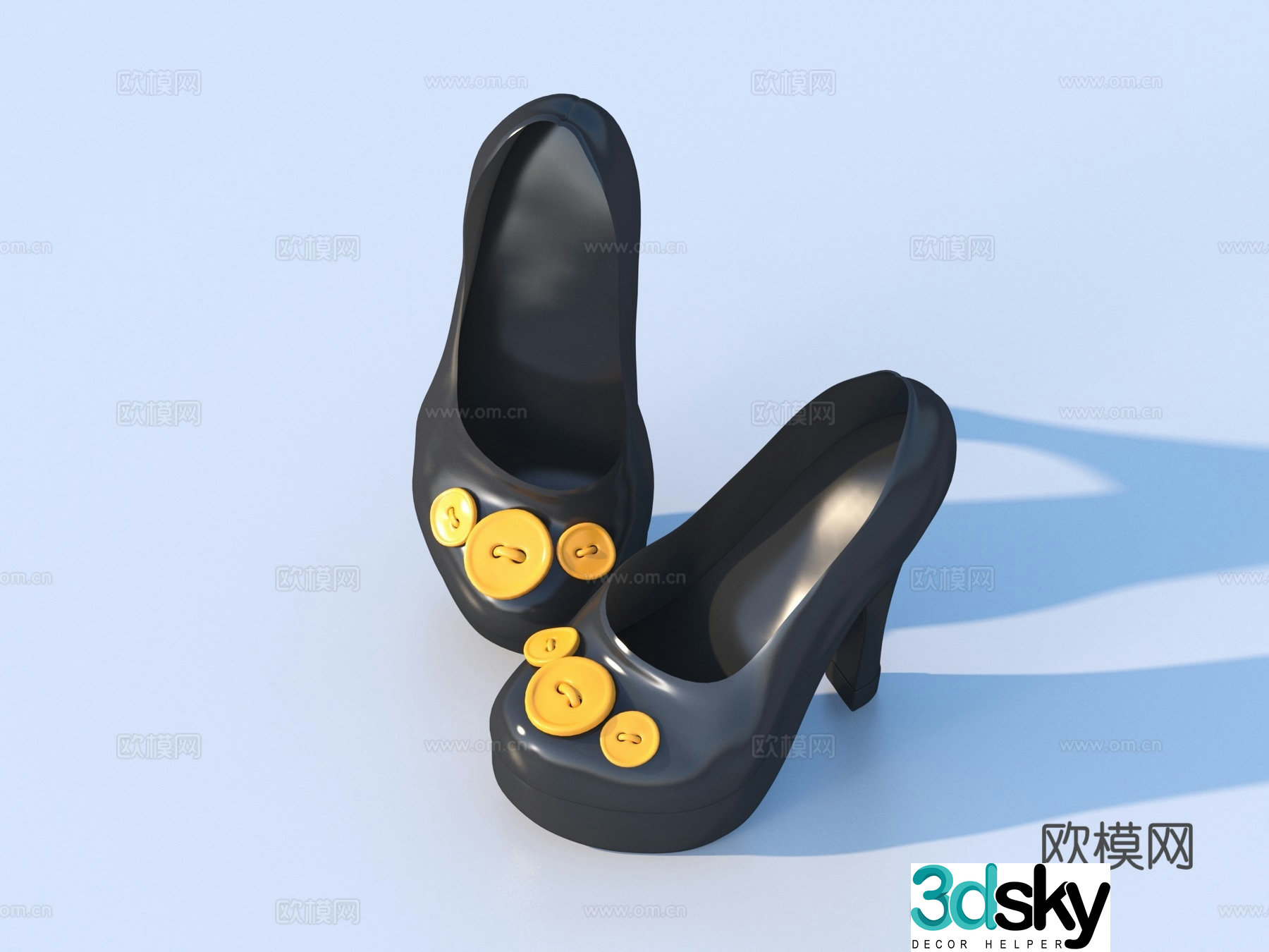 High heels stiletto shoes 3d model
