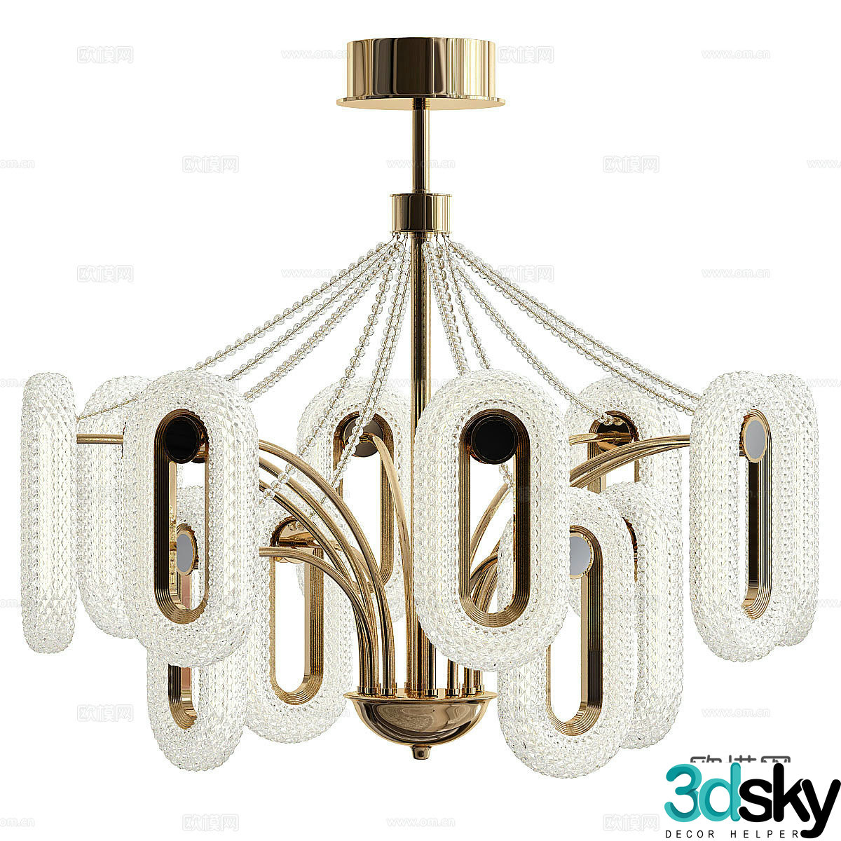 New Chinese style light luxury decorative chandelier 3D model
