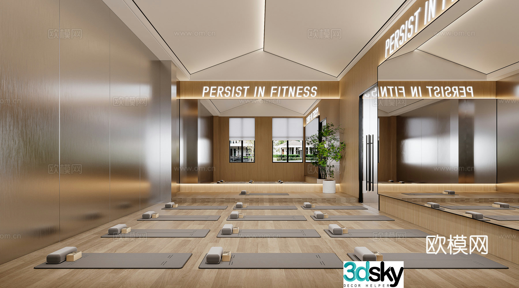 Modern yoga room 3d model