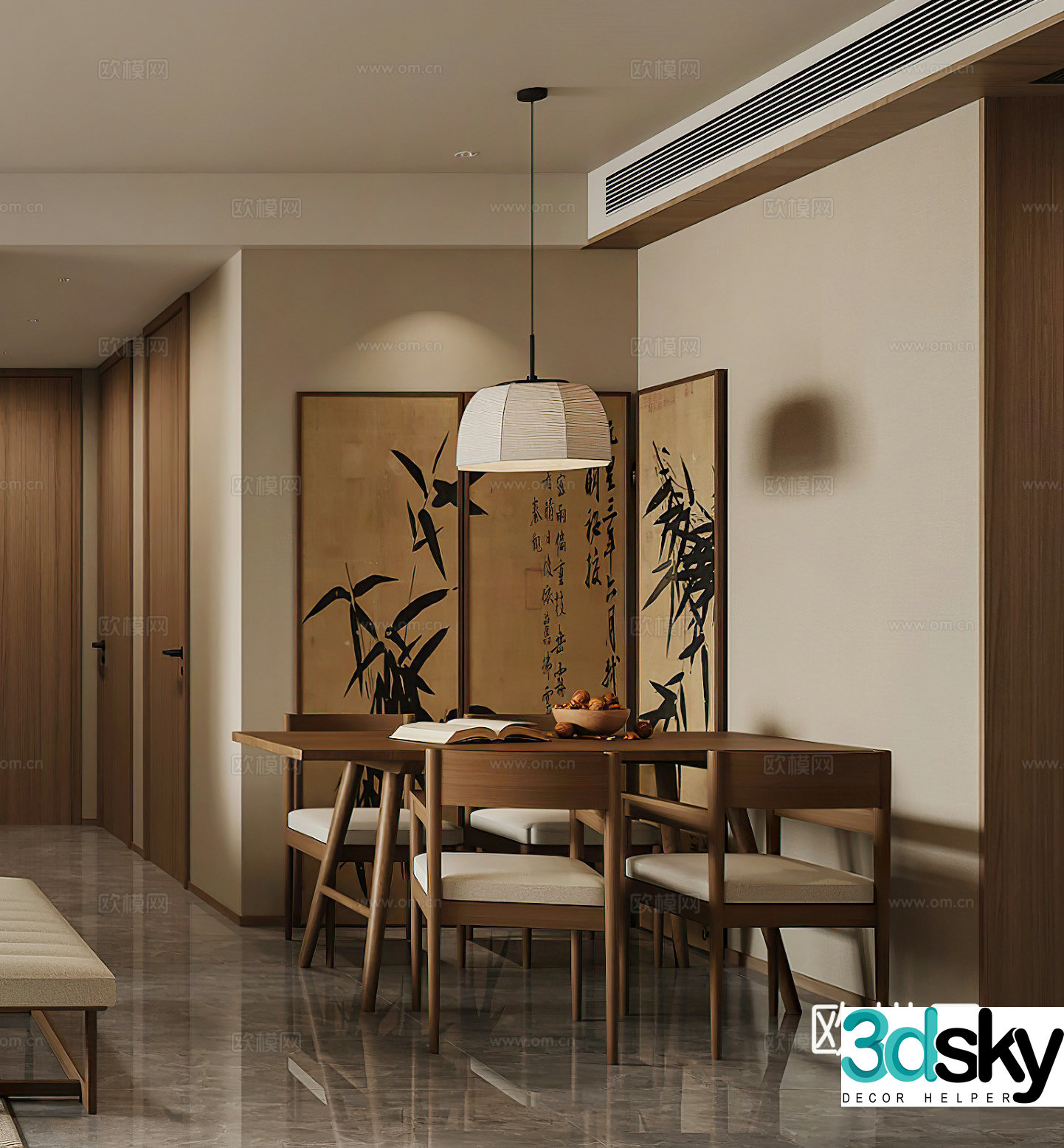 Middle-aged restaurant Wine cabinet Coffee machine Wasabi restaurant Middle-aged restaurant New Chinese restaurant 3D model