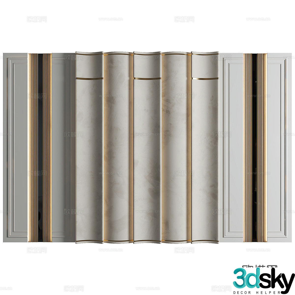 New Chinese style light luxury background wall 3D model