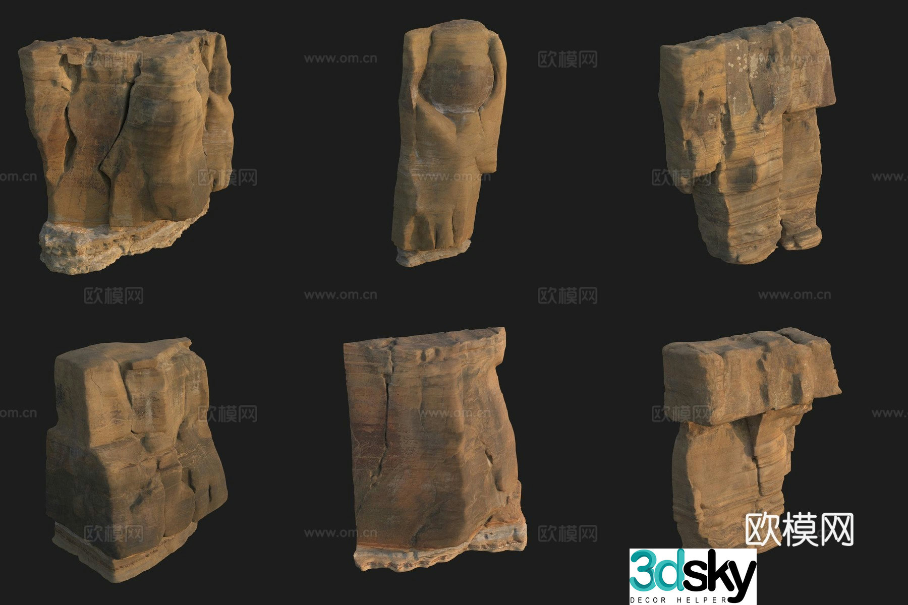 Cliff stone rock boulder 3d model