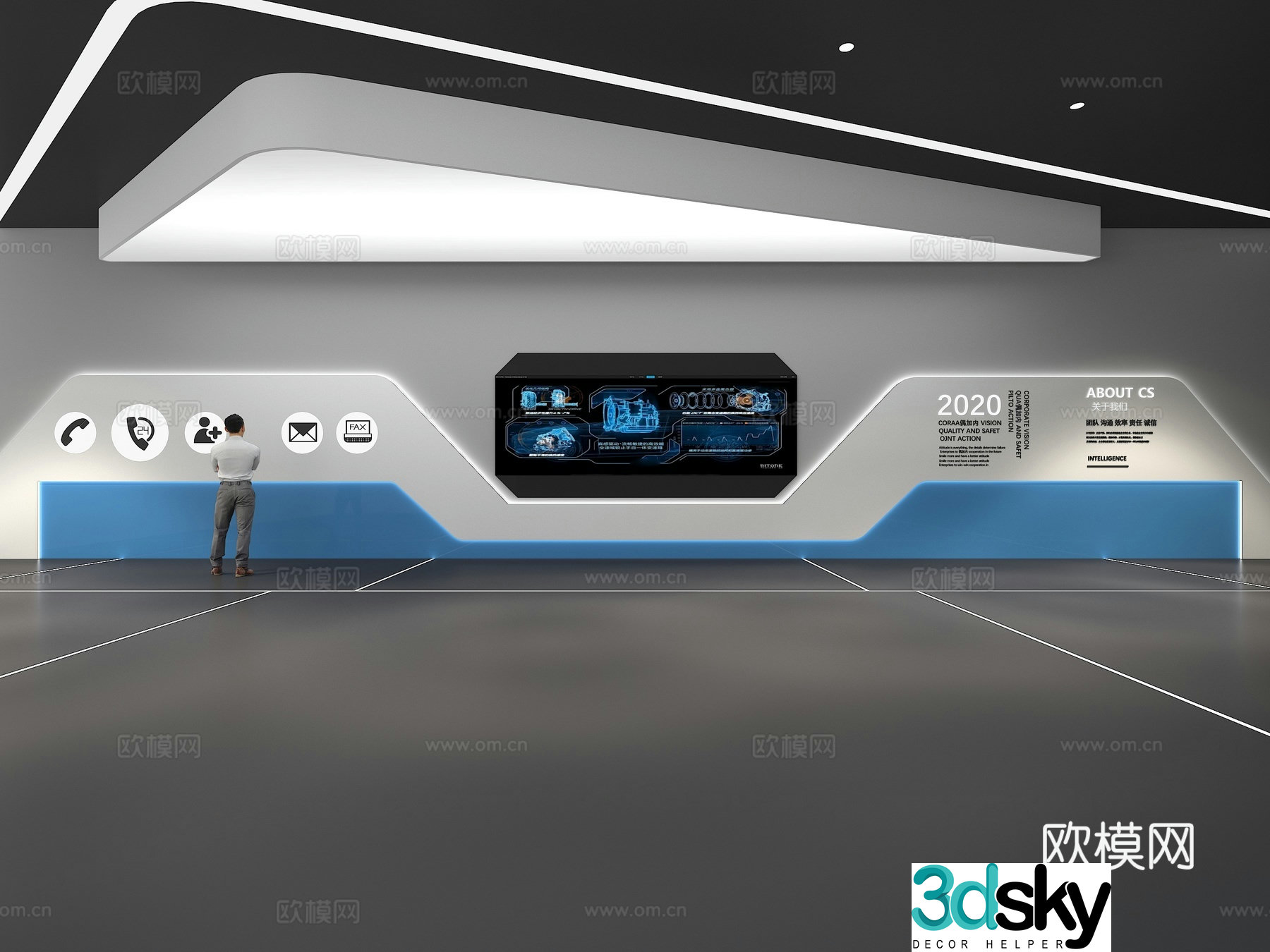 Cultural wall Corporate culture wall Display wall Large screen Exhibition hall Campus culture Corridor 3D model