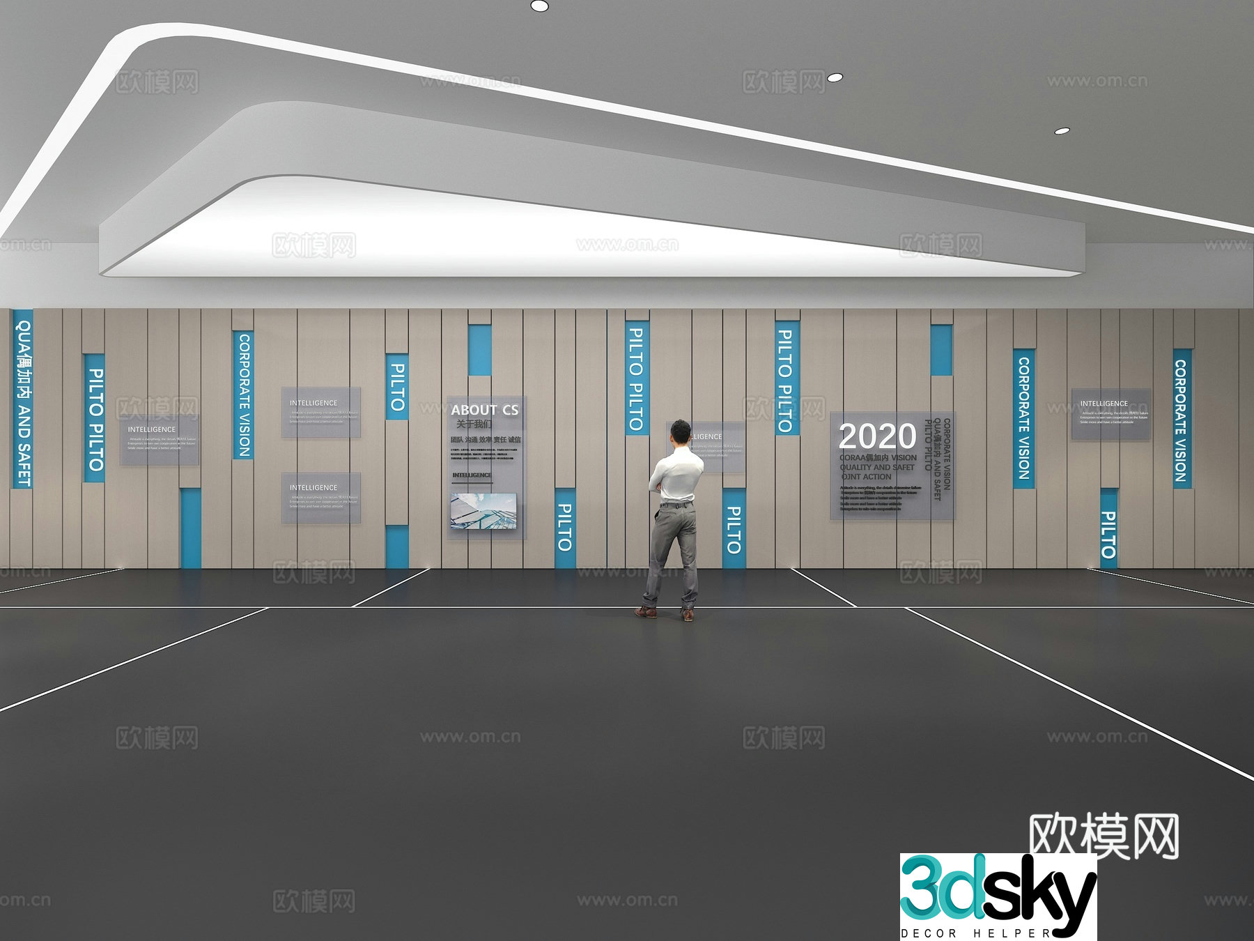 Cultural wall Corporate culture wall Display wall Theme wall Exhibition hall Campus culture Corridor 3D model
