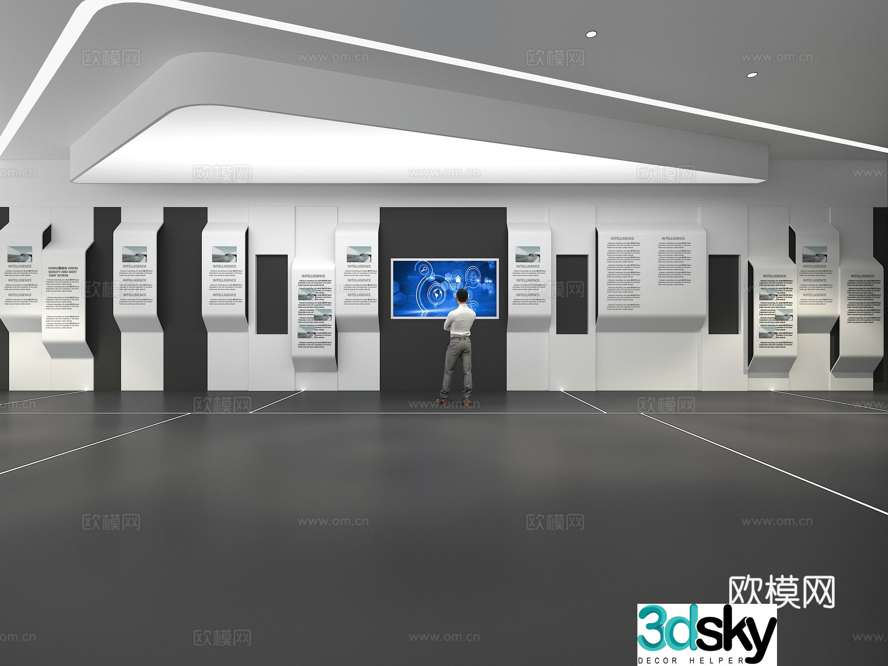 Cultural wall Corporate culture wall Display wall Theme wall Exhibition hall Campus culture Corridor 3D model