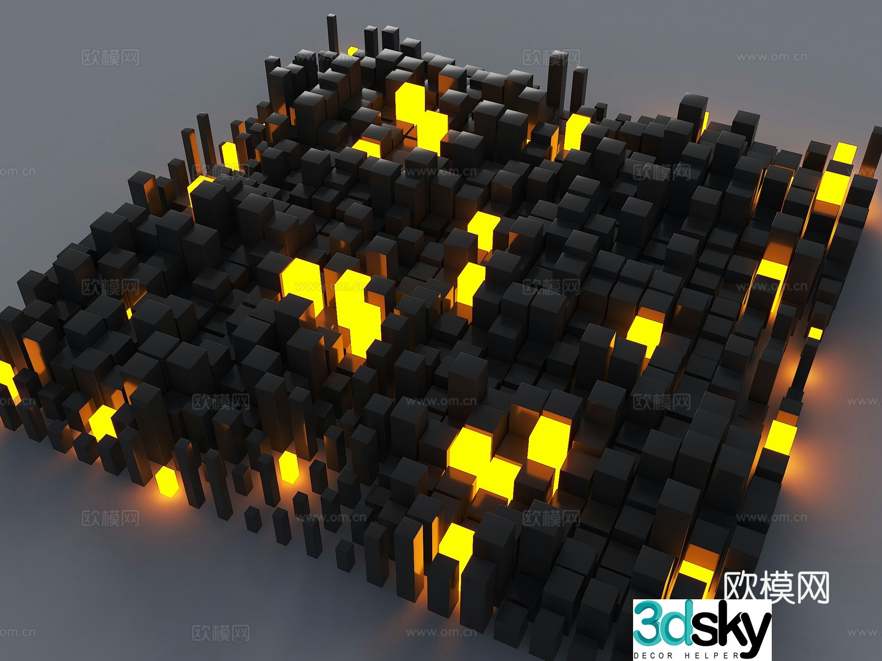 Technology sculpture Technology random blocks Luminous block splicing Block matrix Park sculpture Broad 3D model