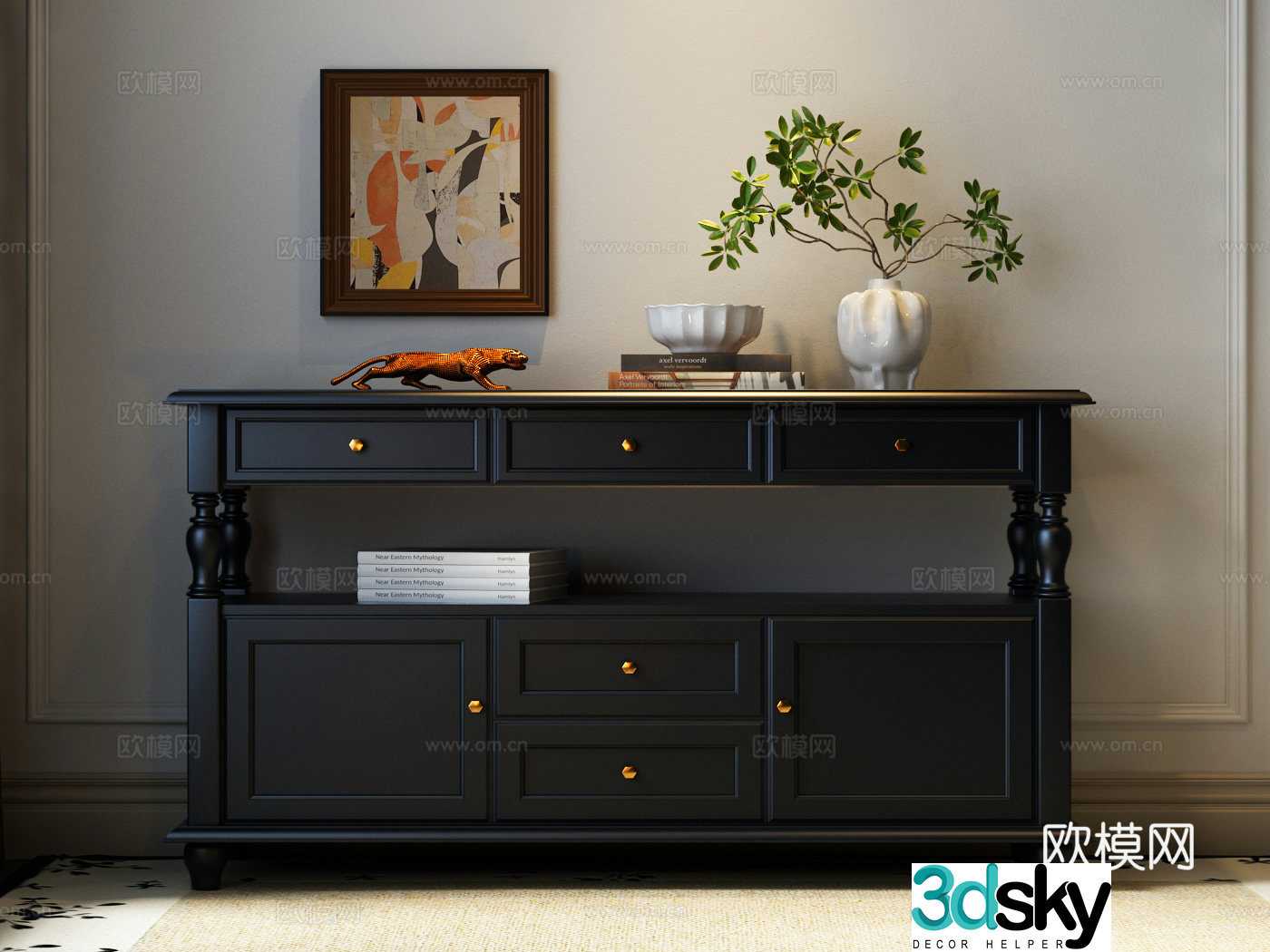 French side cabinet French entrance cabinet French end viewing platform 3D model