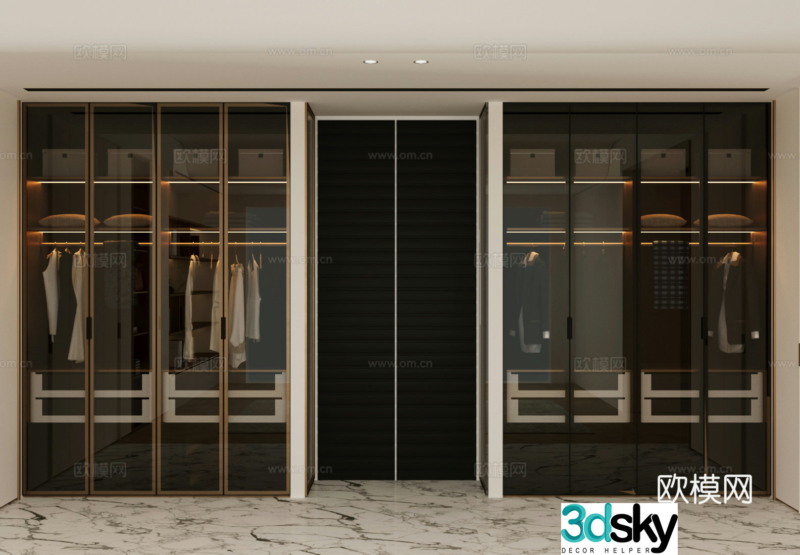 Modern wardrobe glass wardrobe finished wardrobe light luxury Italian wardrobe cloakroom wardrobe wardrobe 3d model