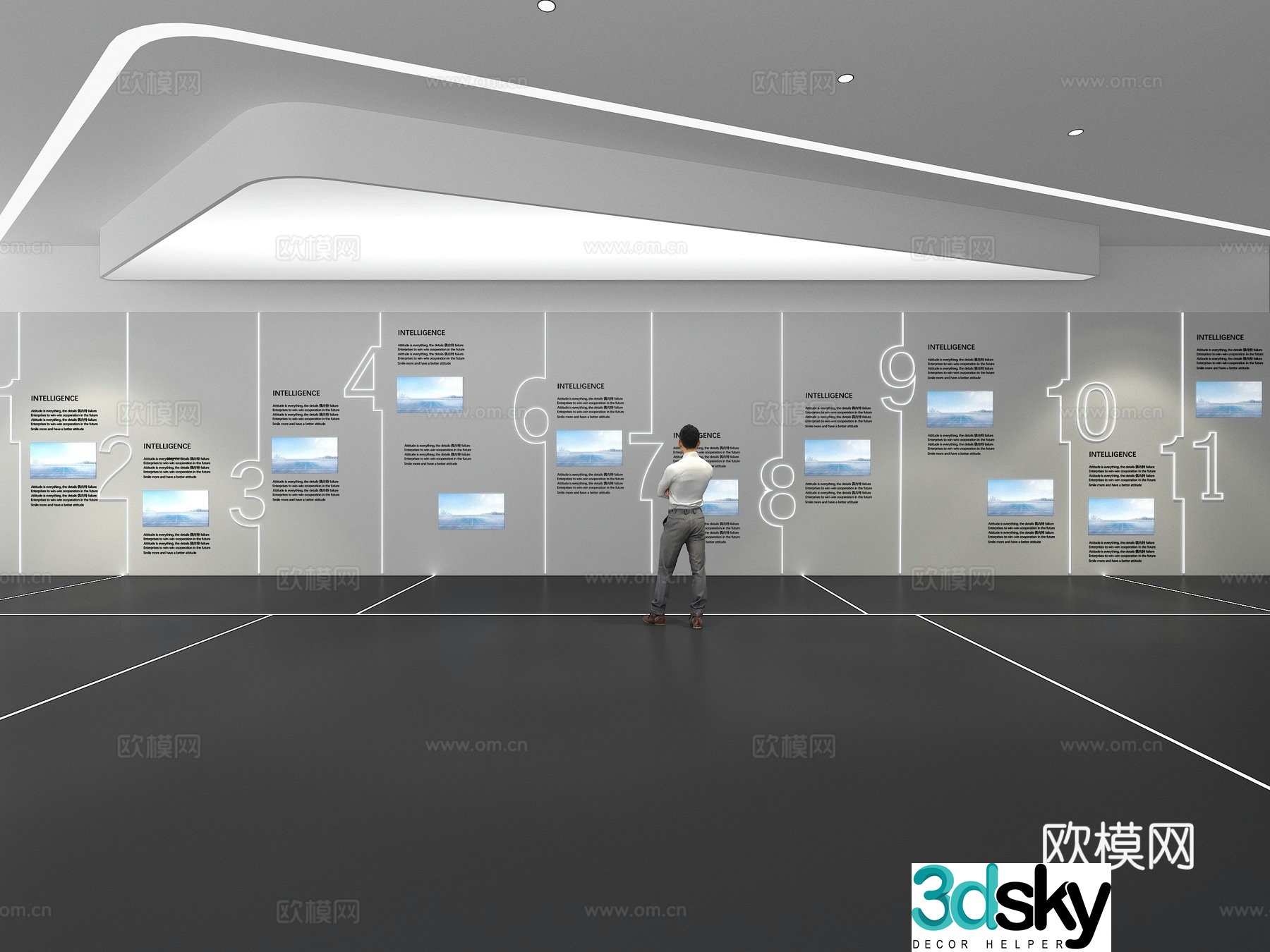 Cultural wall Corporate culture wall Display wall Theme wall Exhibition hall Campus culture Corridor 3D model