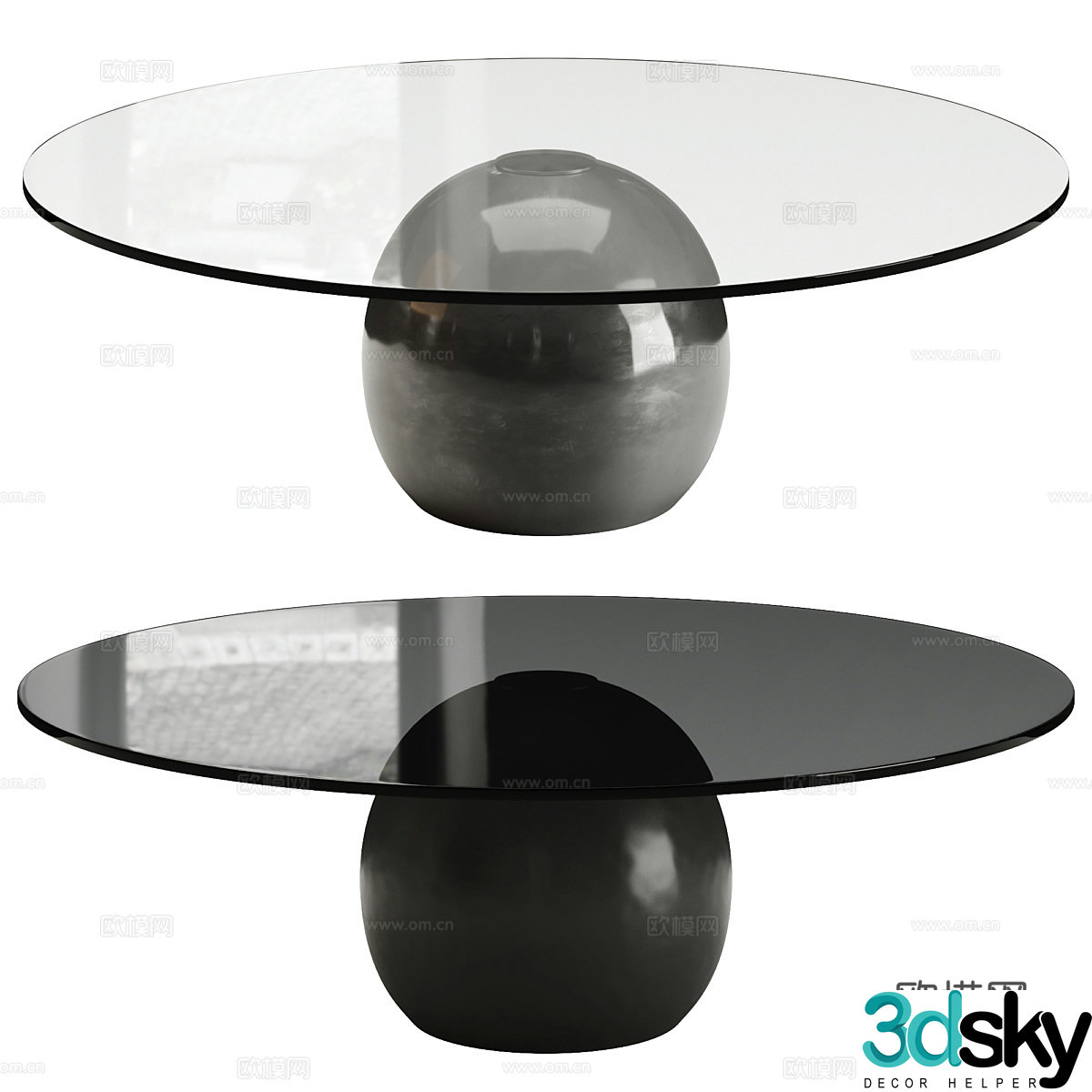 Modern Art Circus Glass Round Coffee Table 3D Model