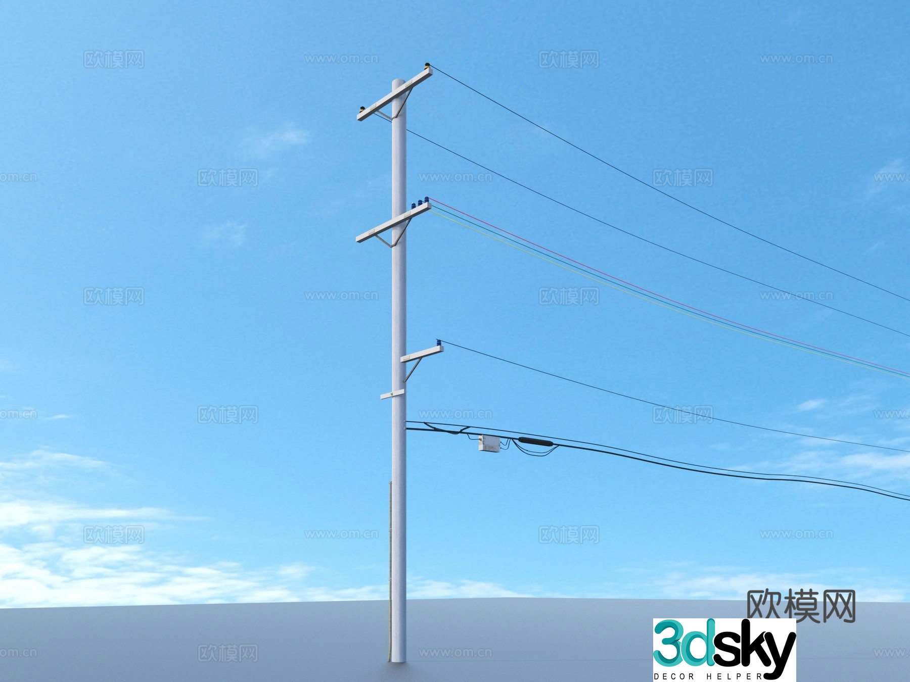 Telephone pole Wire High voltage wire AC wire 3D model