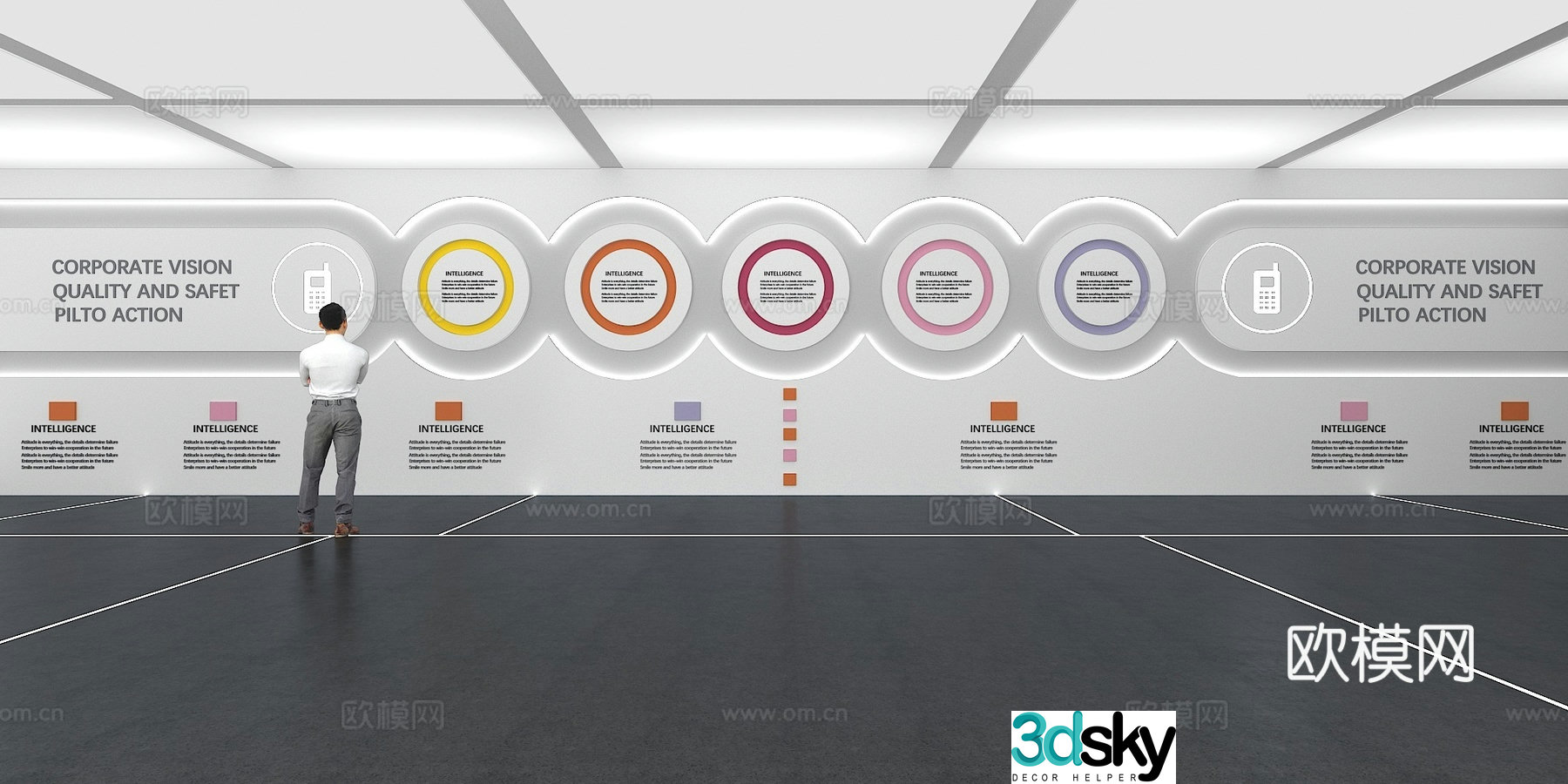 Cultural wall Corporate culture wall Display wall Classroom Exhibition hall Campus culture Corridor 3D model