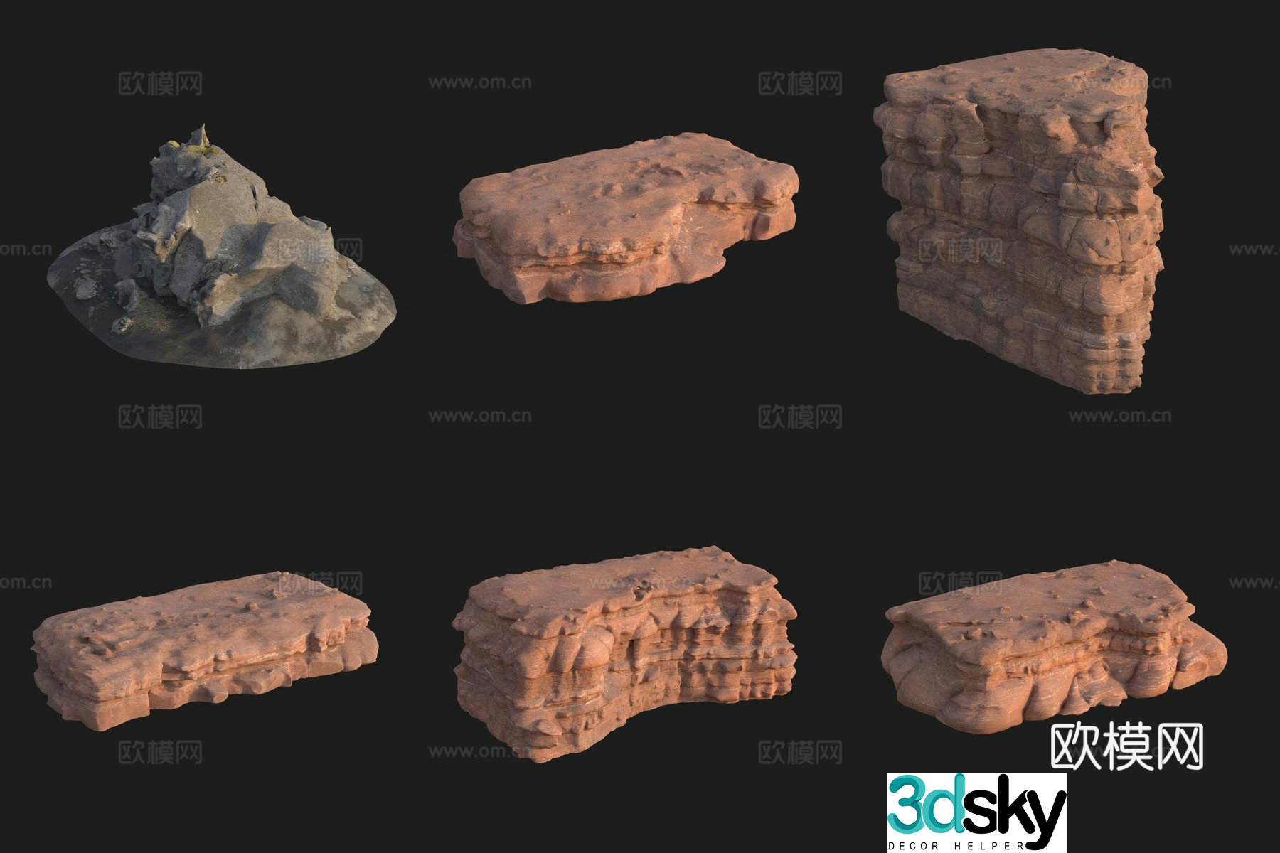 Cliff stone rock boulder 3d model