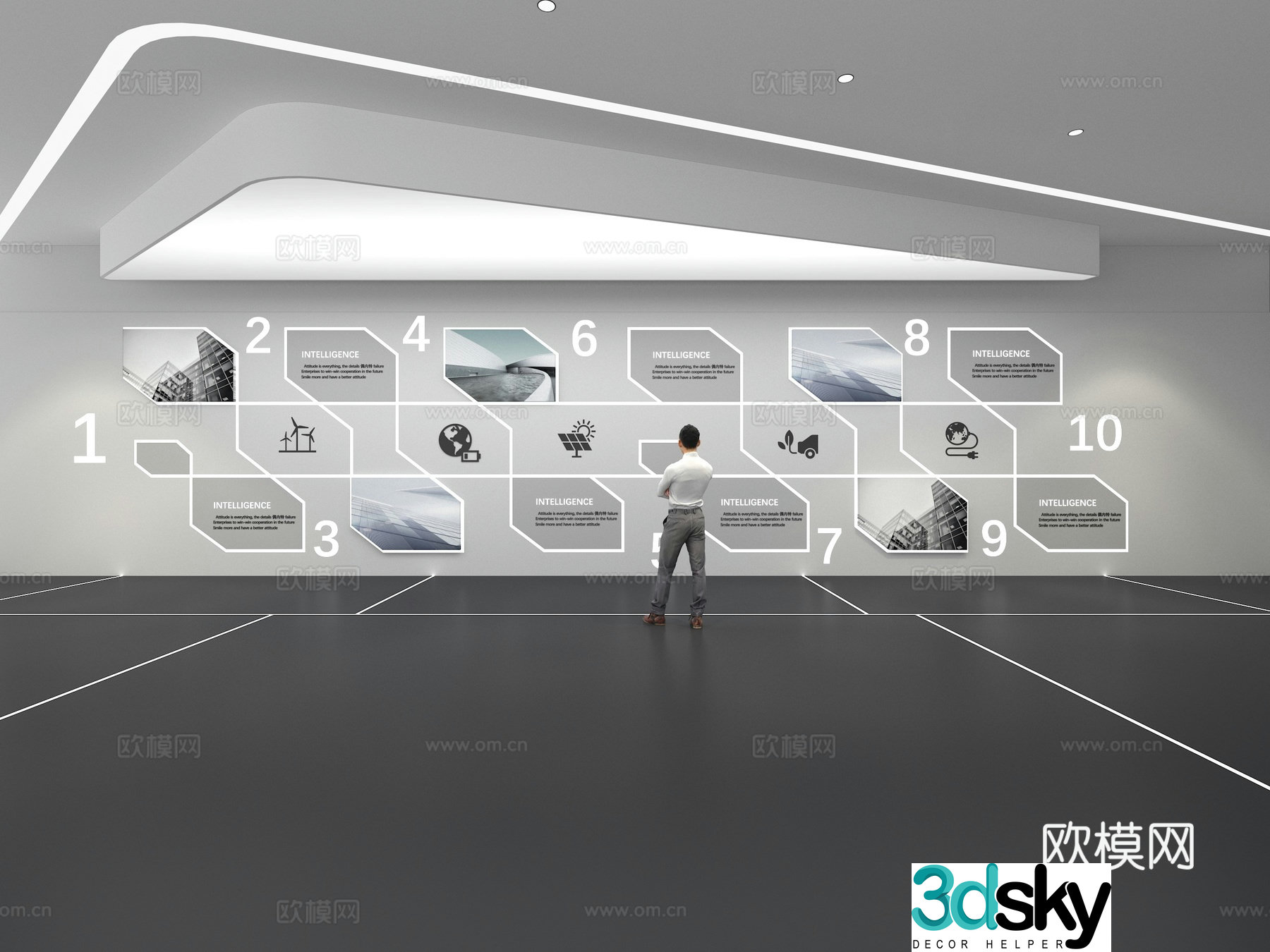 Cultural wall Corporate culture wall Display wall Theme wall Exhibition hall Campus culture Corridor 3D model