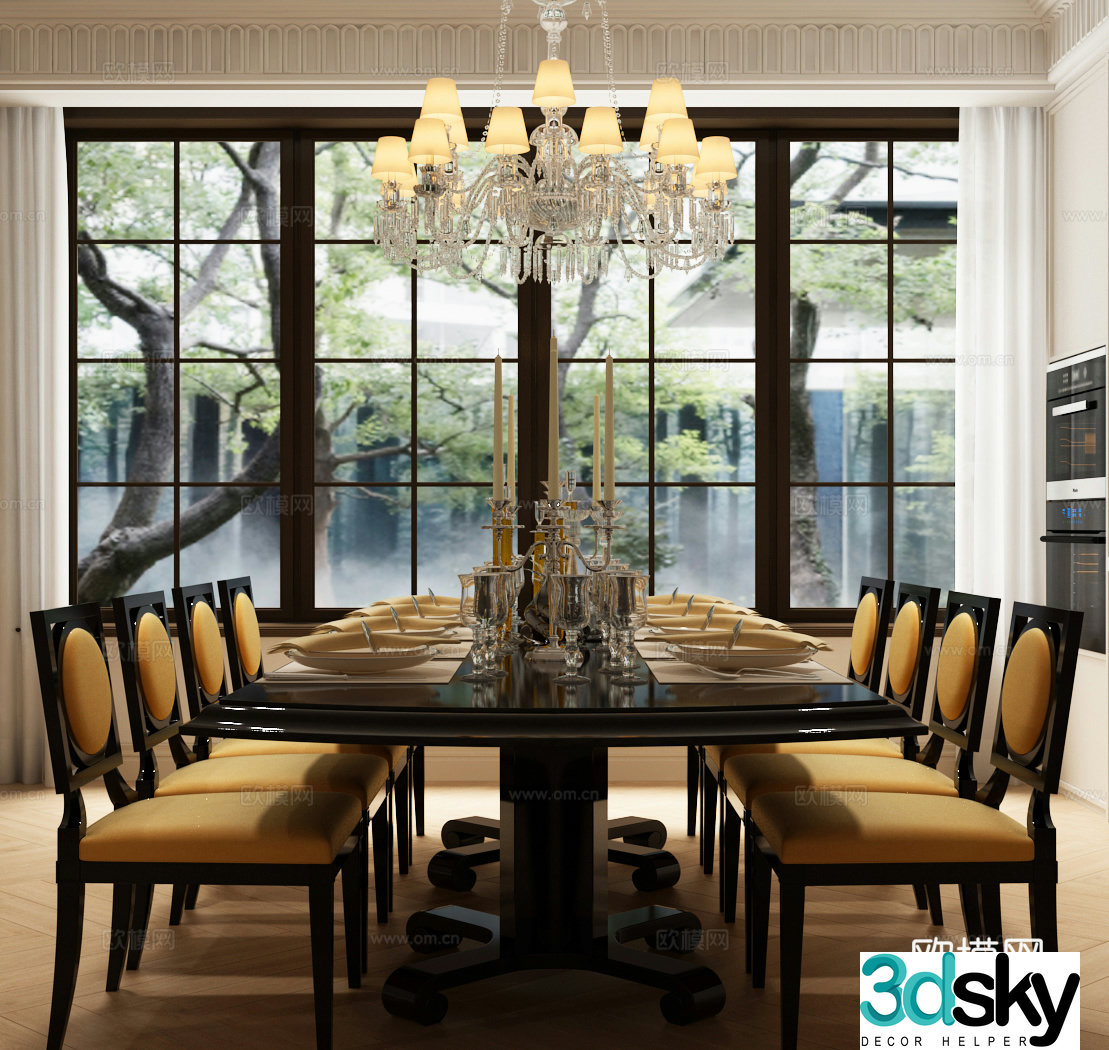 French luxury dining table and chair European dining table and chair European luxury dining table and chair combination 3D model