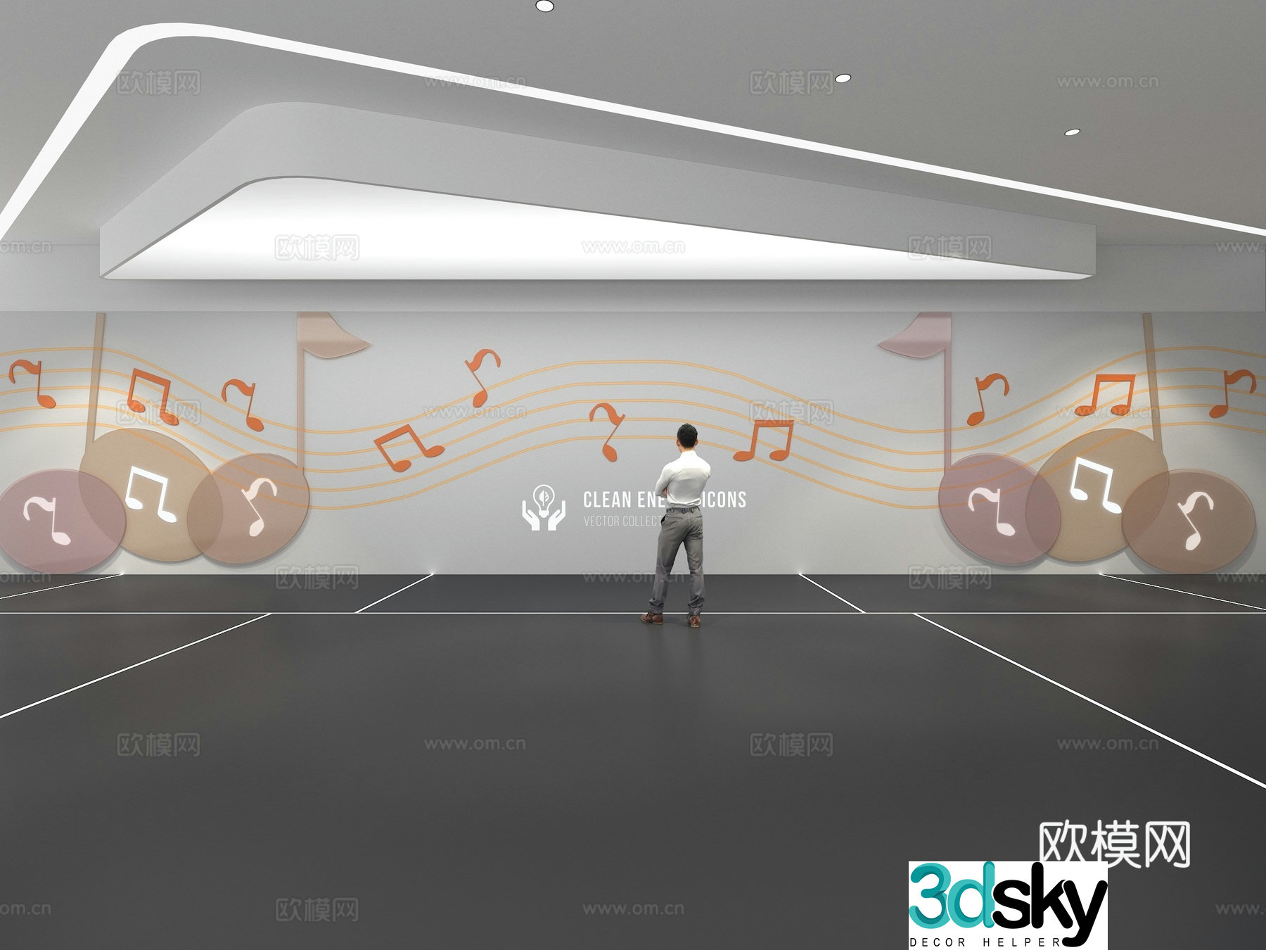 Cultural wall Music culture wall Education Theme wall Exhibition hall Campus culture Corridor 3D model