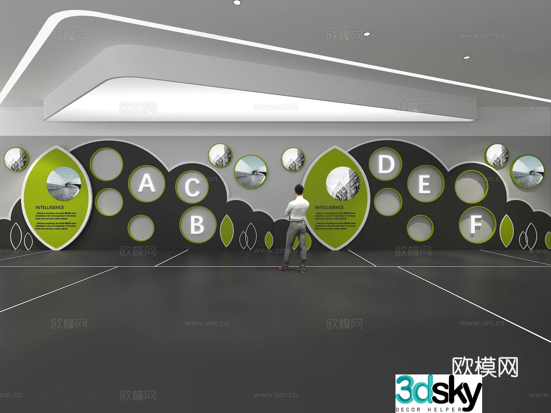 Cultural wall Corporate culture wall Display wall Theme wall Exhibition hall Campus culture Corridor 3D model