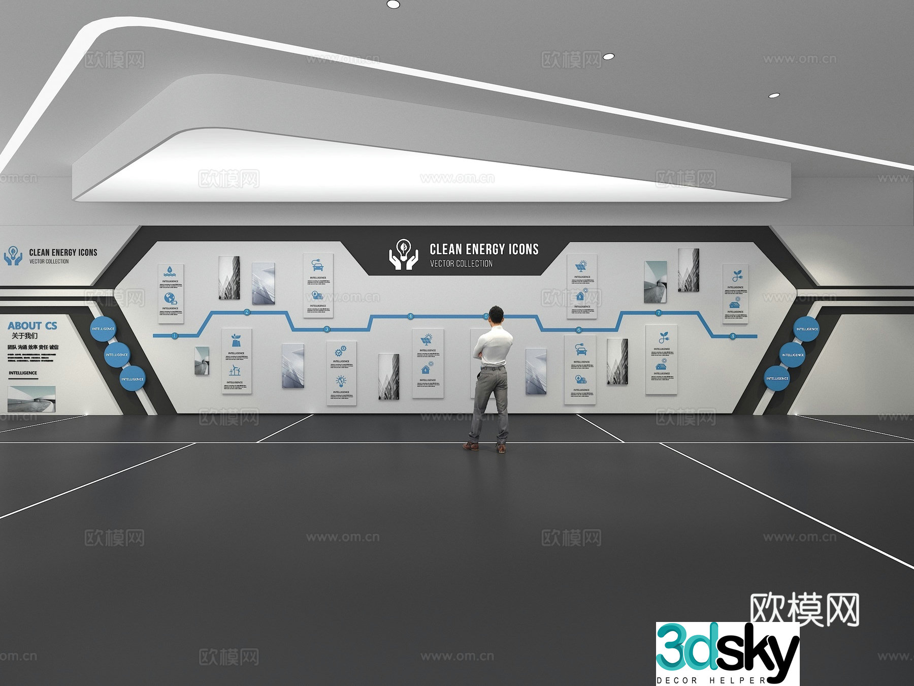 Cultural wall Corporate culture wall Display wall Theme wall Exhibition hall Campus culture Corridor 3D model