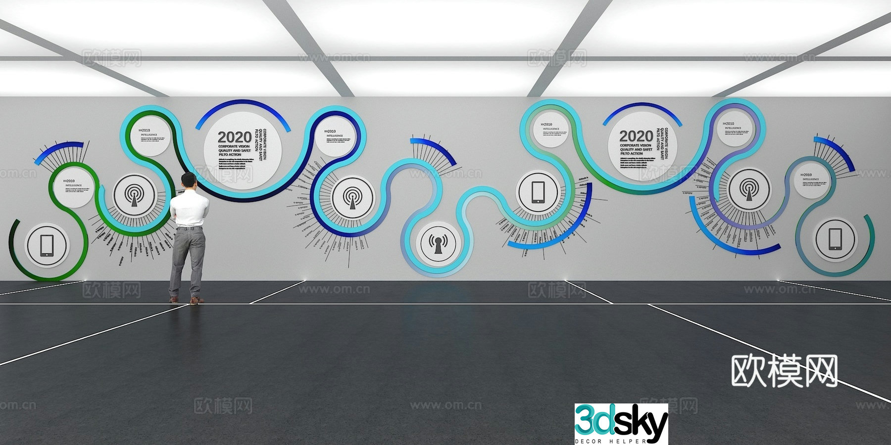 Cultural wall Corporate culture wall Display wall Theme wall Exhibition hall Campus culture Corridor 3D model