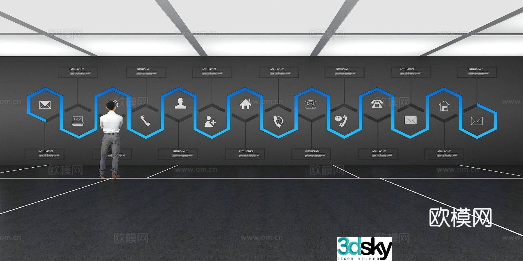 Cultural wall Corporate culture wall Display wall Theme wall Exhibition hall Campus culture Corridor 3D model