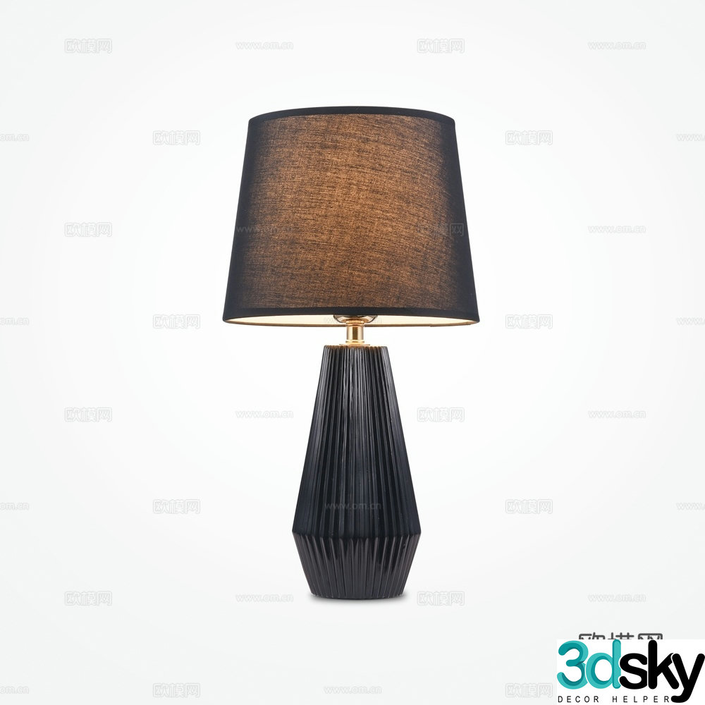 Modern black fabric table lamp 3d model