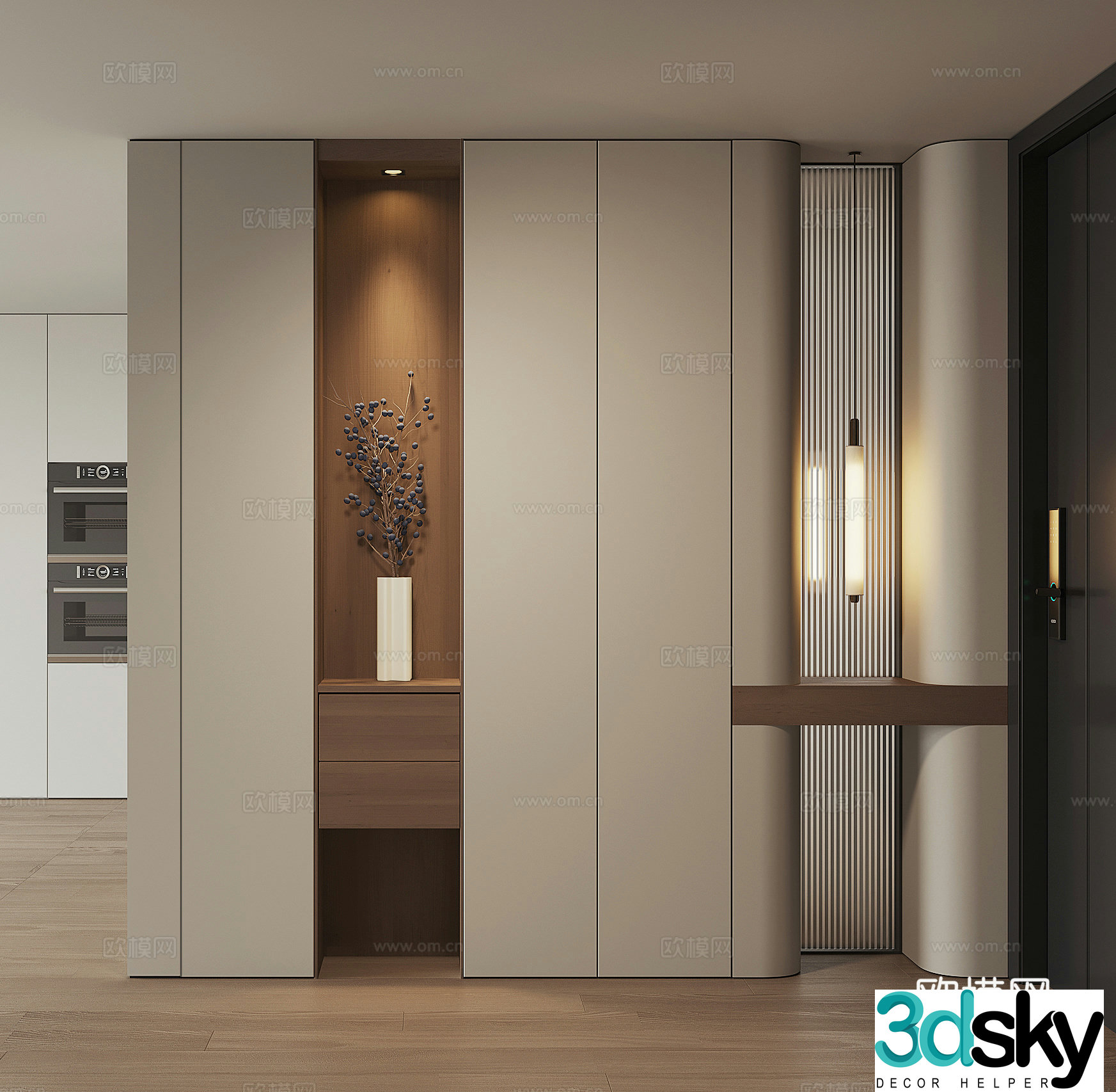 Modern home entrance shoe cabinet 3D model
