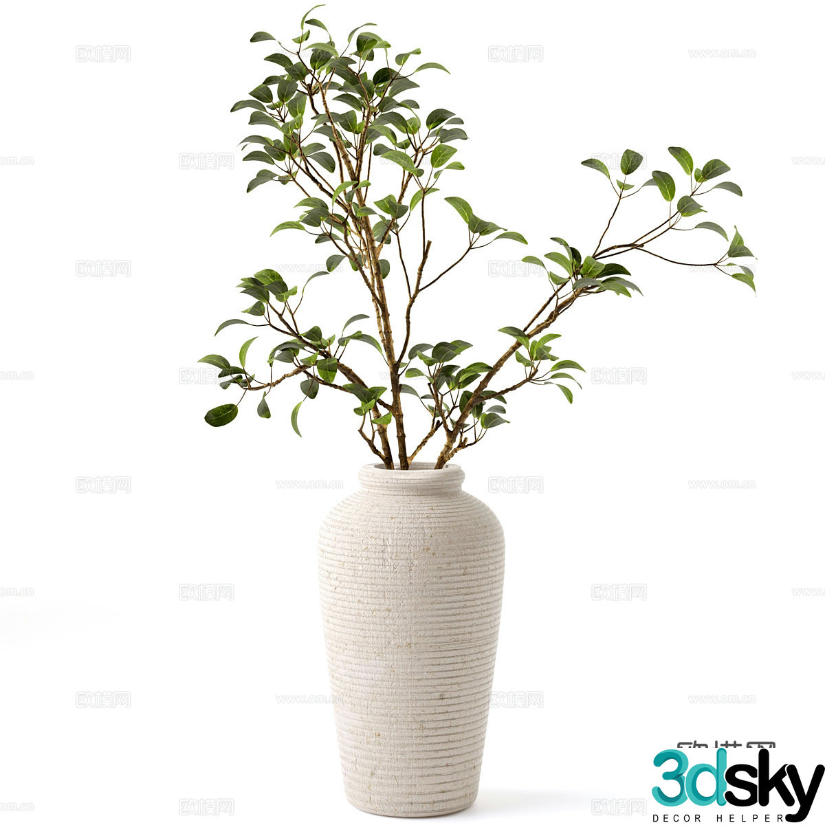 New Chinese vase flower art 3D model