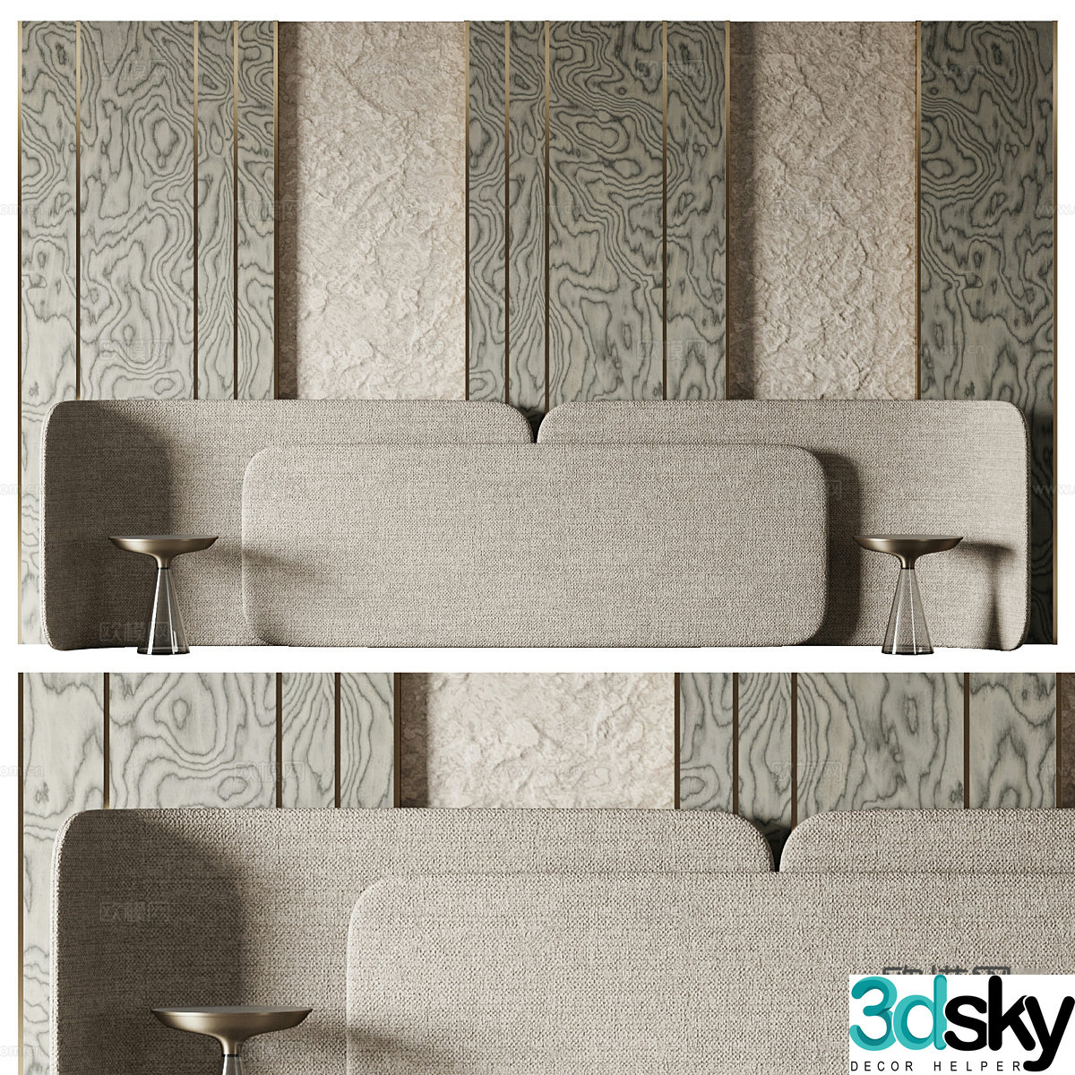 New Chinese style wabisa bedside background wall 3D model