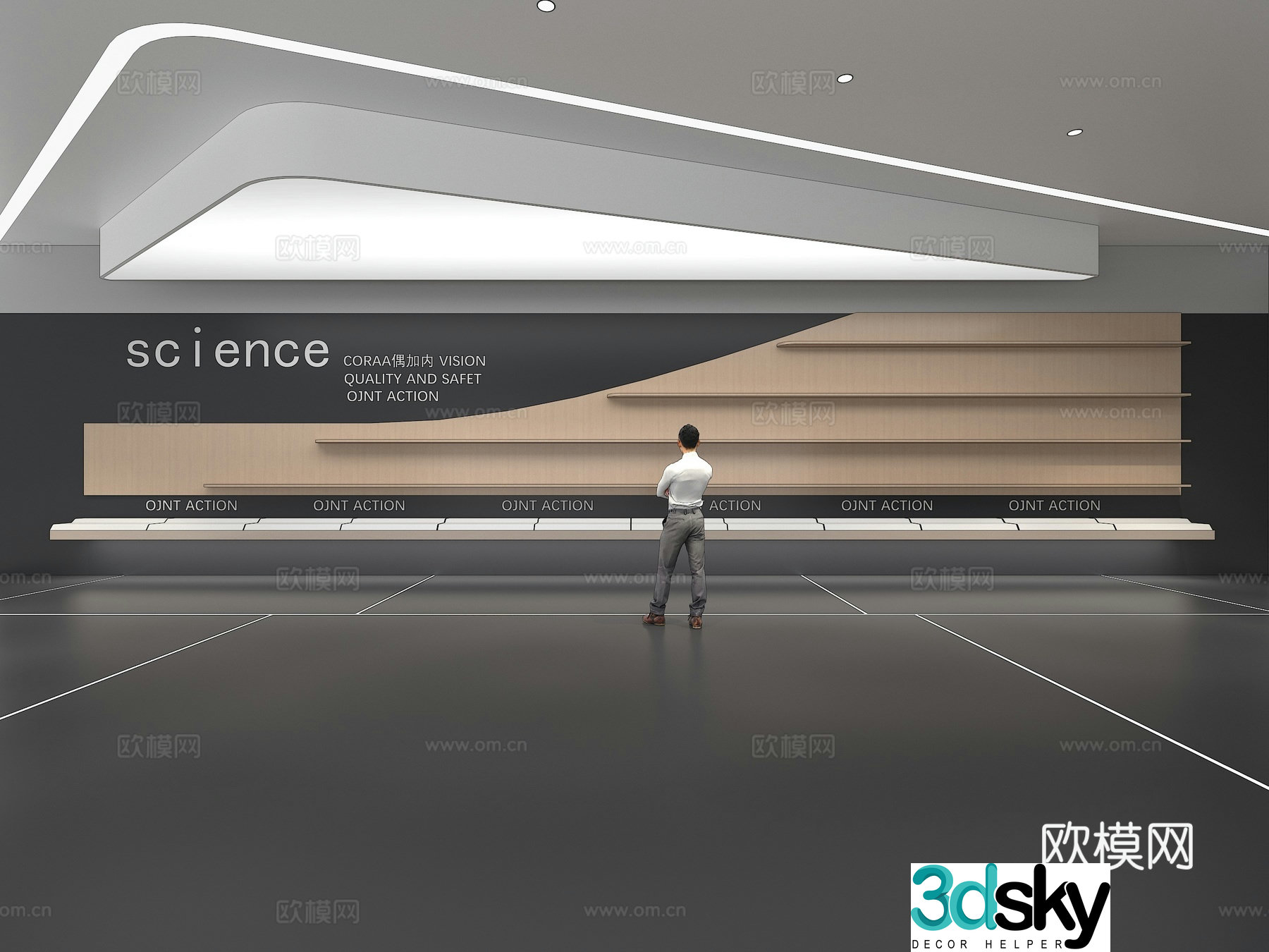 Cultural wall Corporate culture wall Display wall Theme wall Exhibition hall Campus culture Corridor 3D model