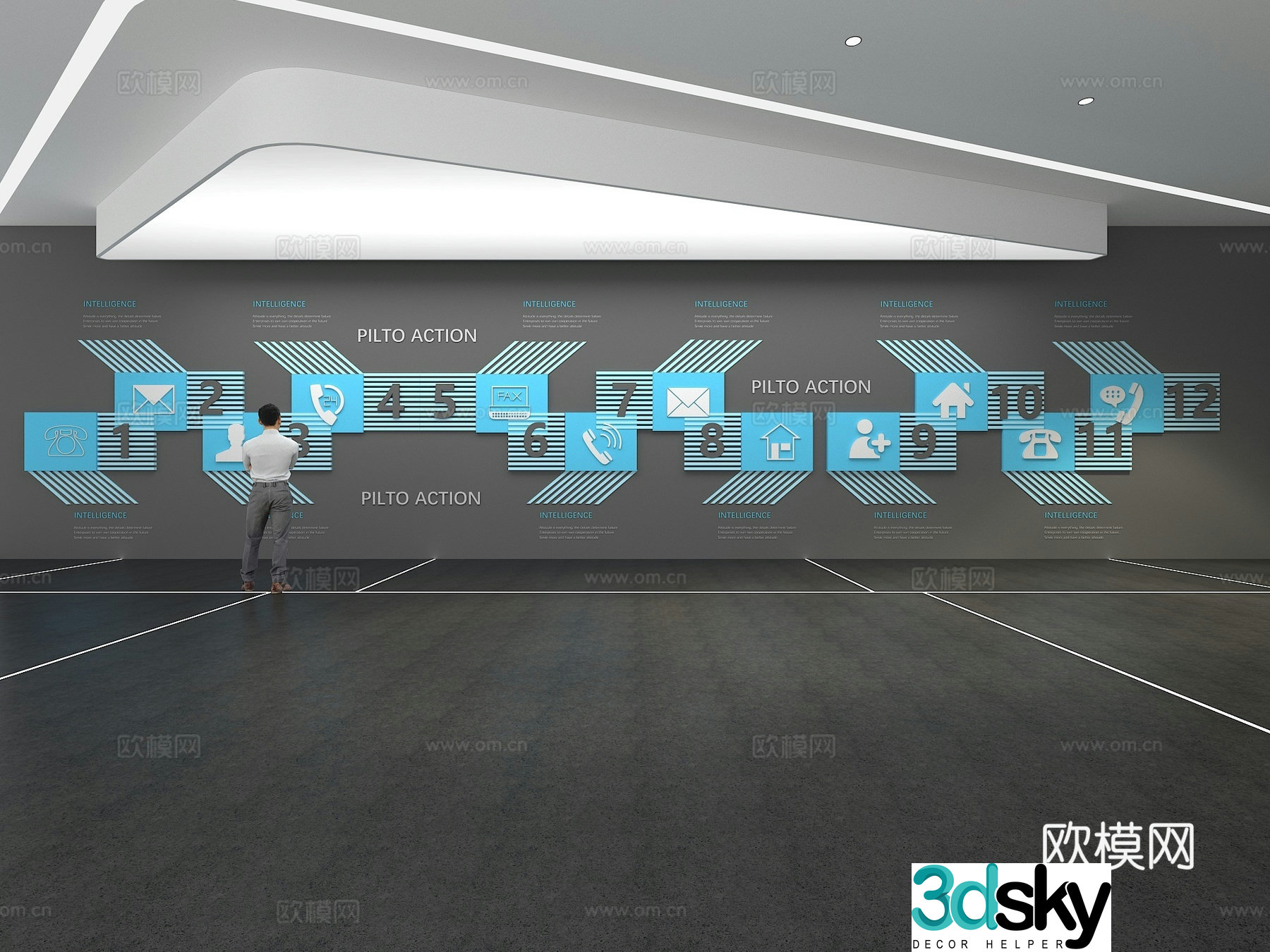Cultural wall Corporate culture wall Display wall Classroom Exhibition hall Campus culture Corridor 3D model