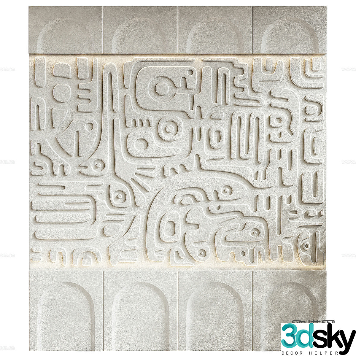 New Chinese style embossed wall decoration 3D model