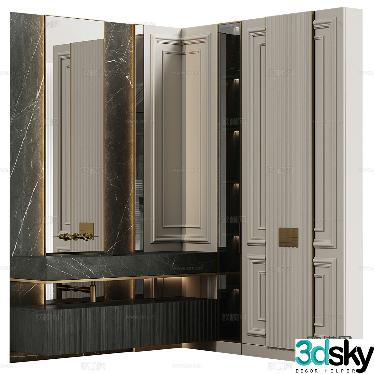 Neoclassical light luxury bathroom cabinet 3D model