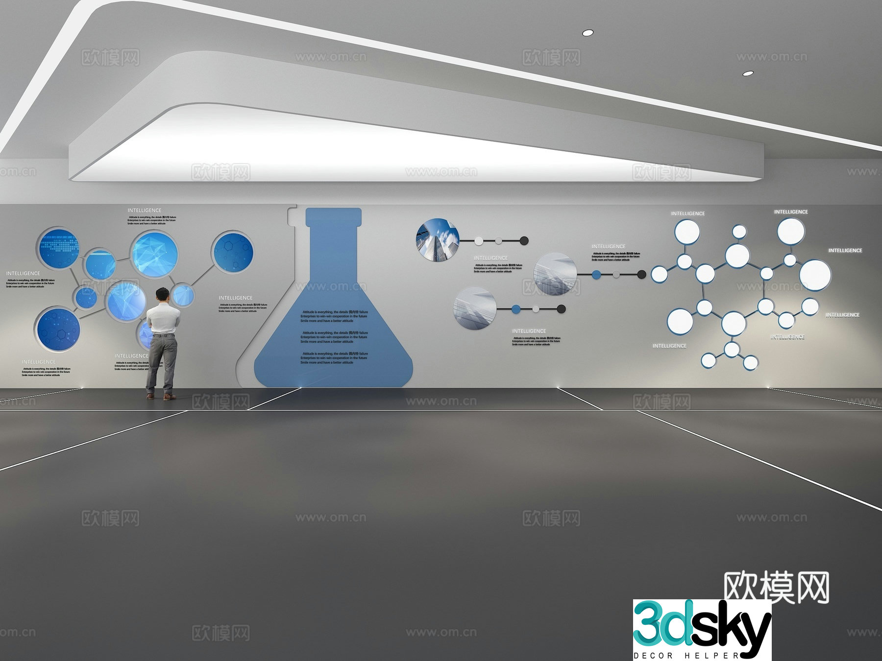 Cultural wall Chemistry culture wall Display wall Classroom Exhibition hall Campus culture Corridor 3D model