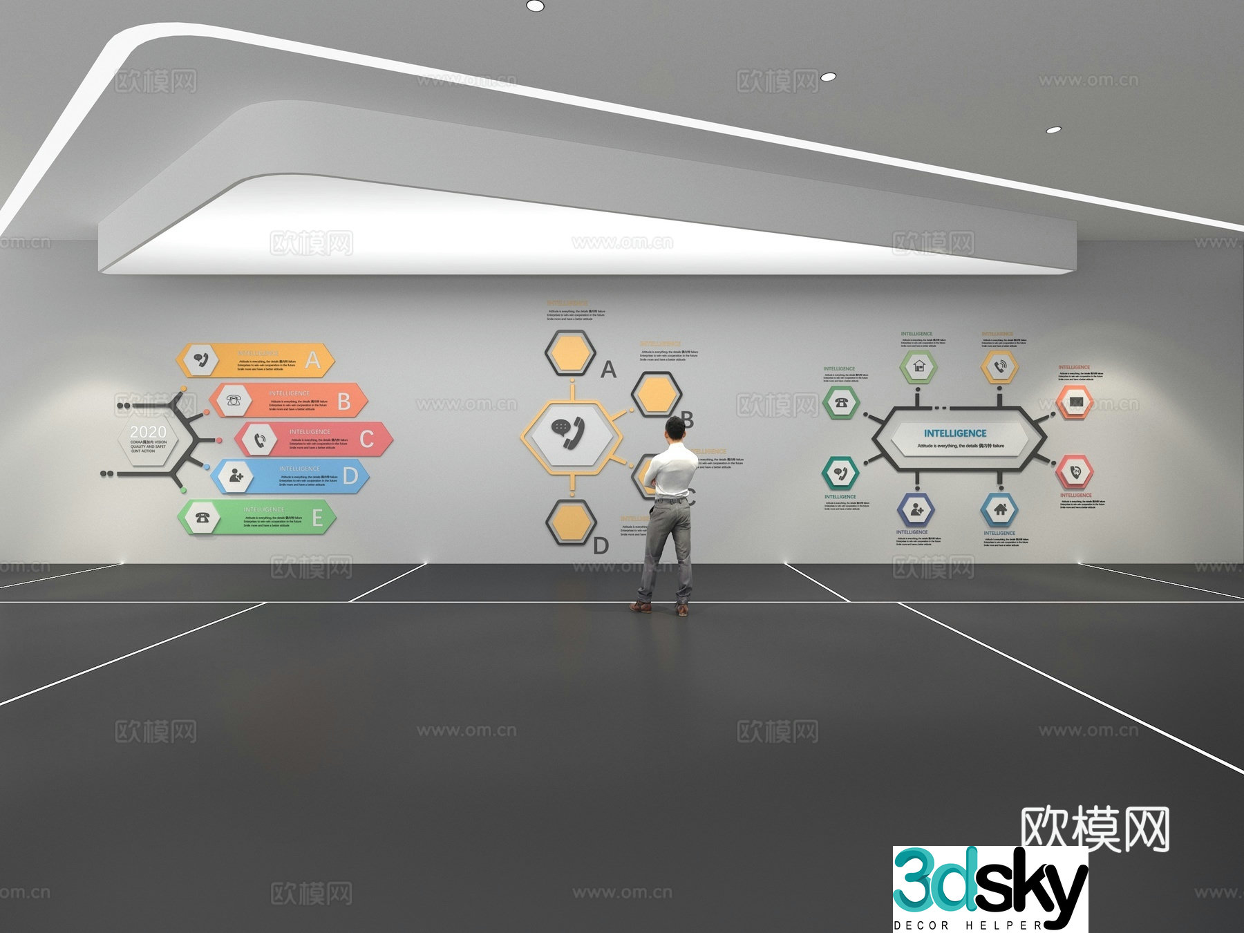 Cultural wall Corporate culture wall Display wall Education Exhibition hall Campus culture Corridor 3D model