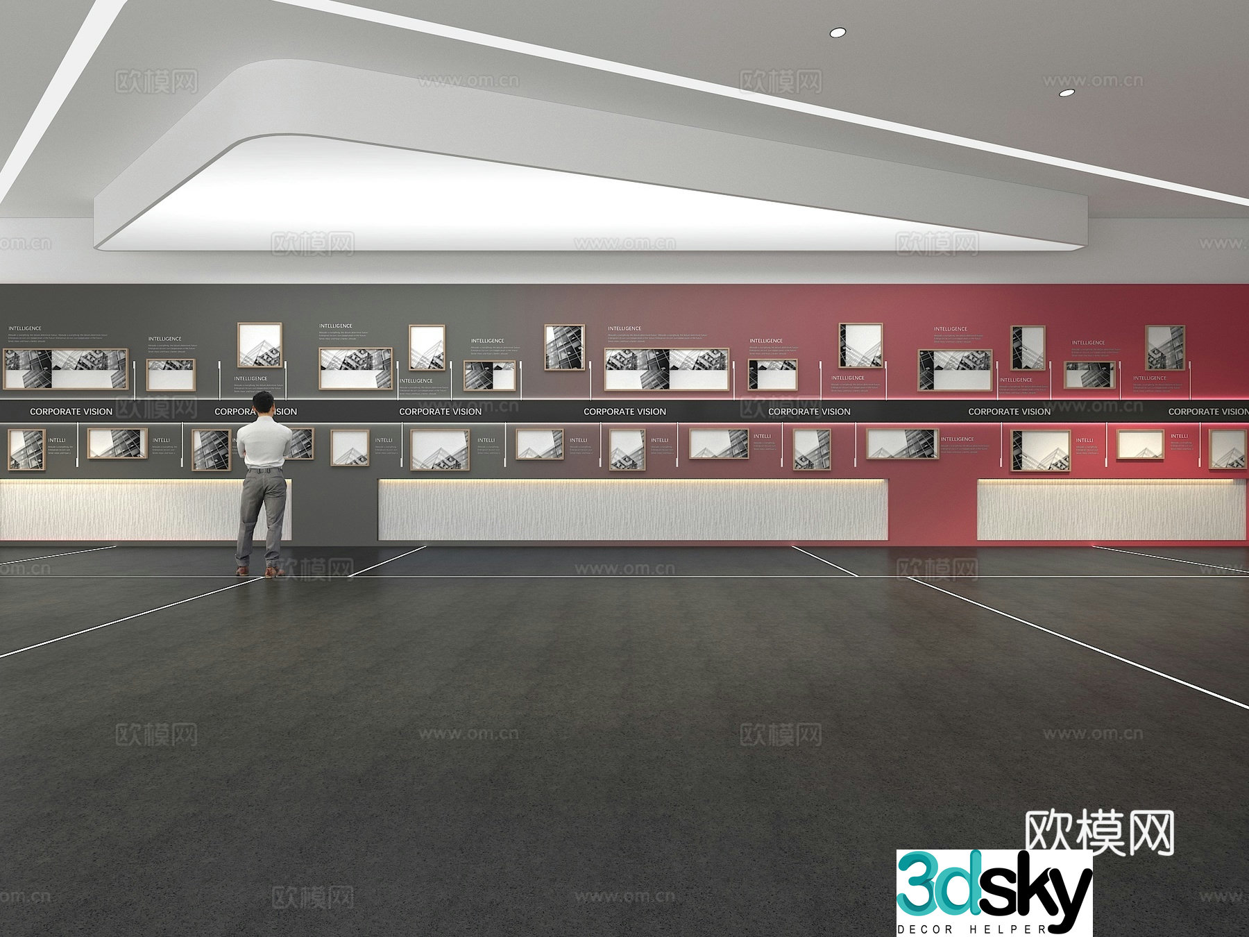 Cultural wall Corporate culture wall Display wall Theme wall Exhibition hall Campus culture Corridor 3D model