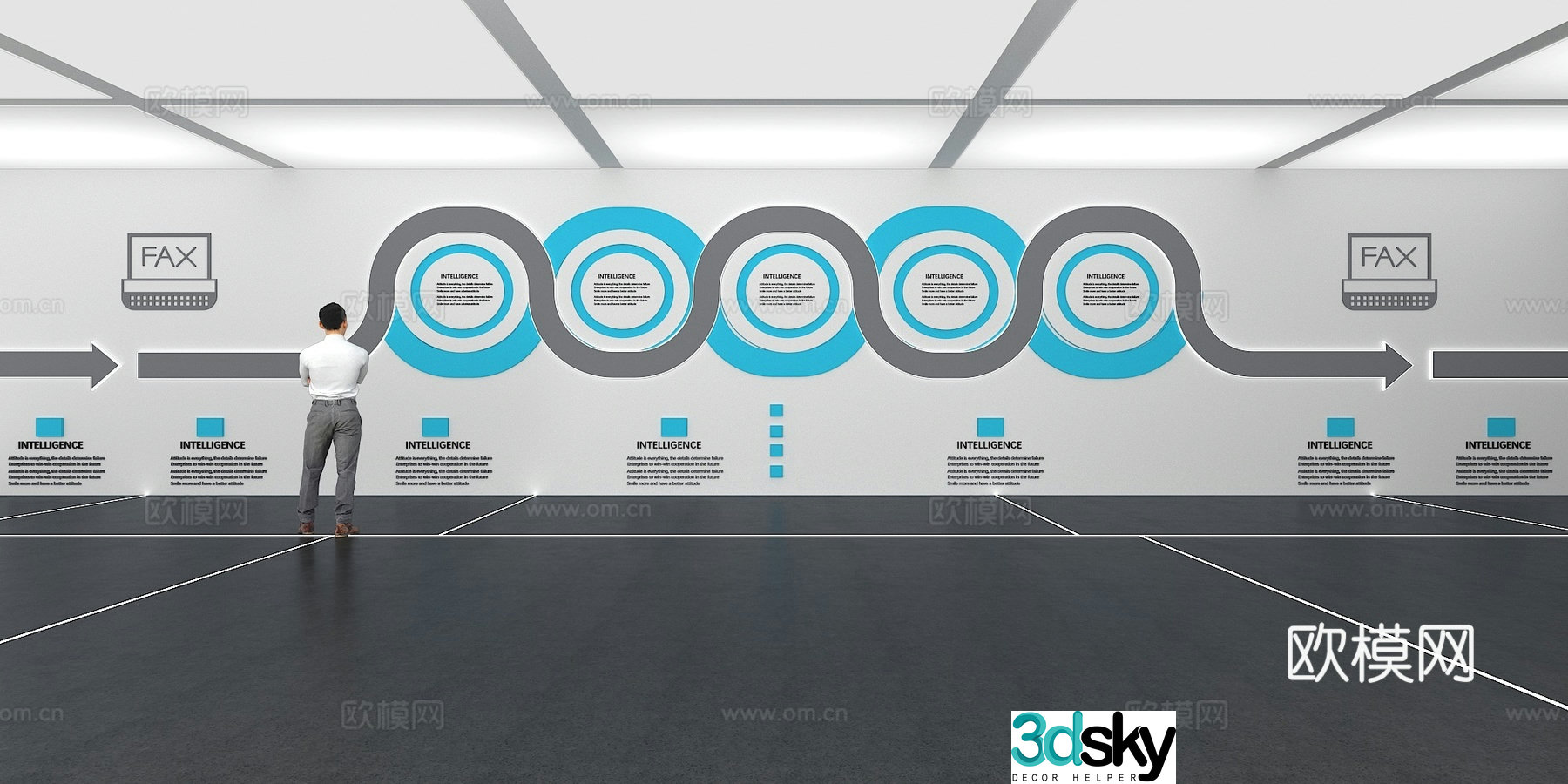Cultural wall Corporate culture wall Display wall Classroom Exhibition hall Campus culture Corridor 3D model
