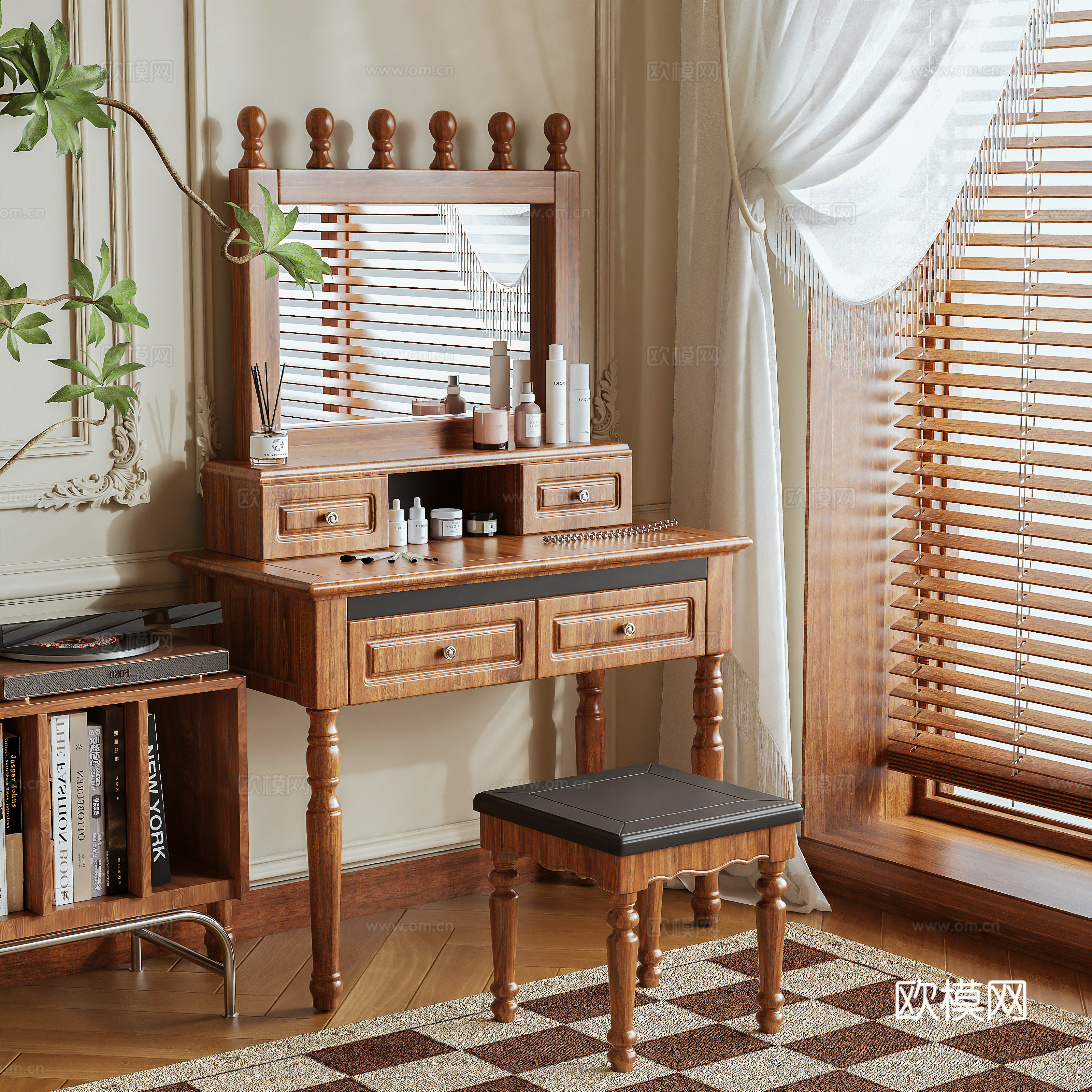 Log style dressing table 3d model