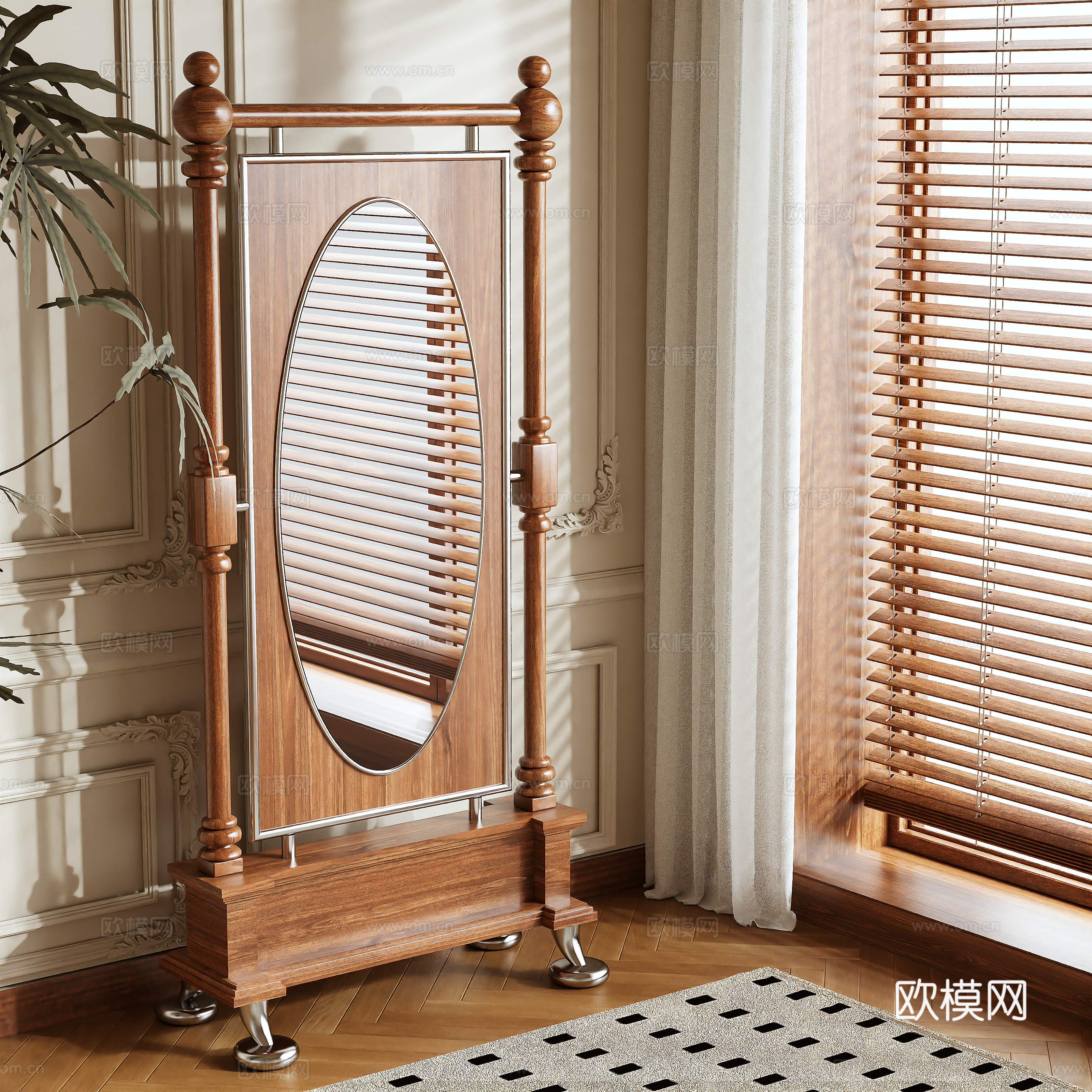 Log Wing Mirror Floor Mirror 3D Model