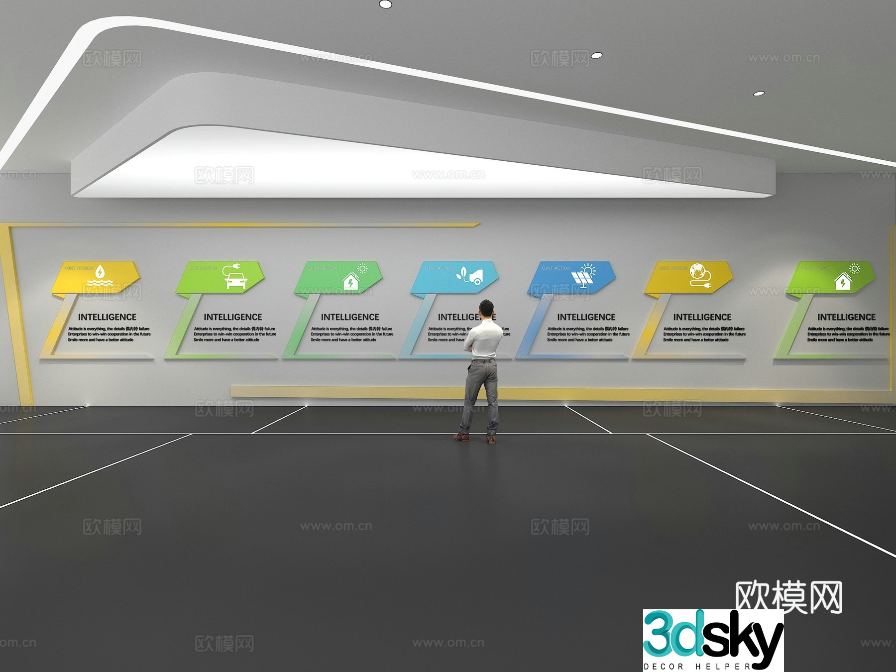Cultural wall Corporate culture wall Education Theme wall Exhibition hall Campus culture Corridor 3D model