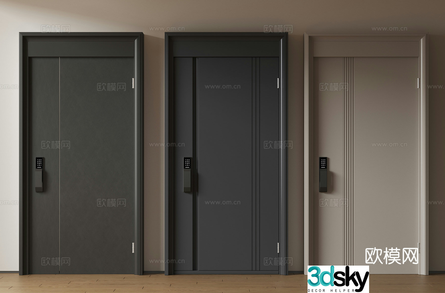 Modern minimalist entrance door medieval security door single opening door mother and child door main door password door 3D model