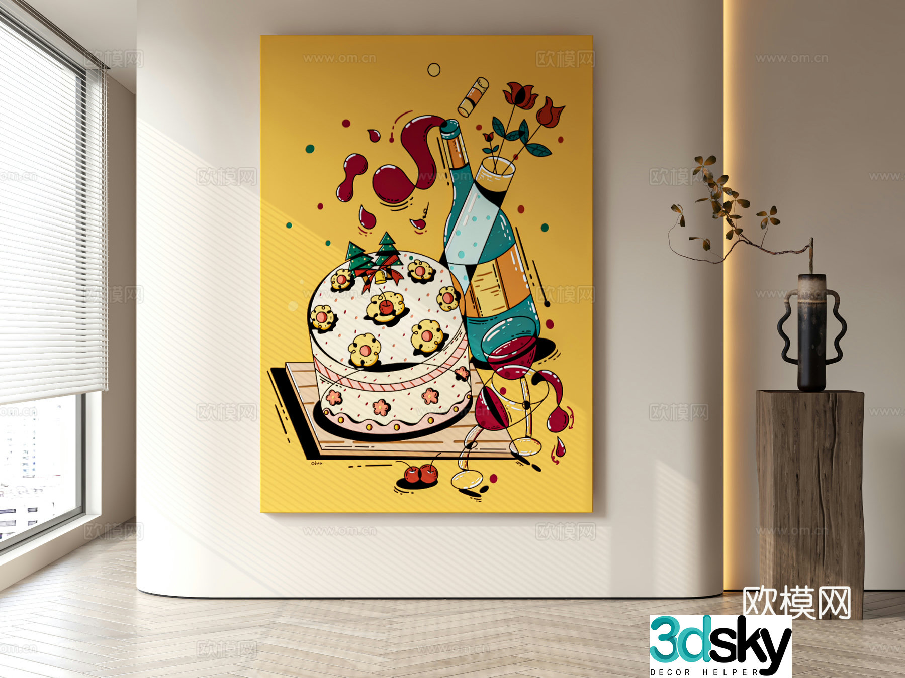 Modern style decorative painting 3d model