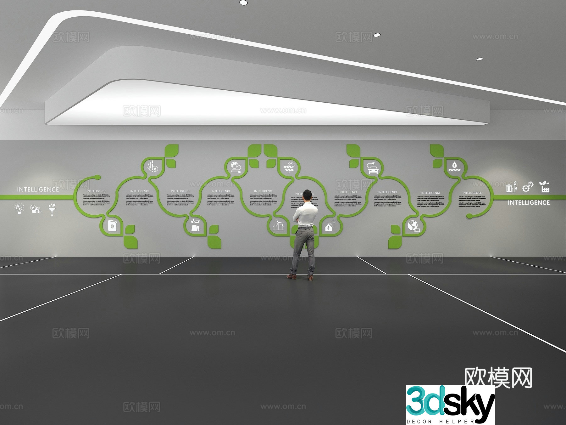 Cultural wall Corporate culture wall Education Theme wall Exhibition hall Campus culture Corridor 3D model