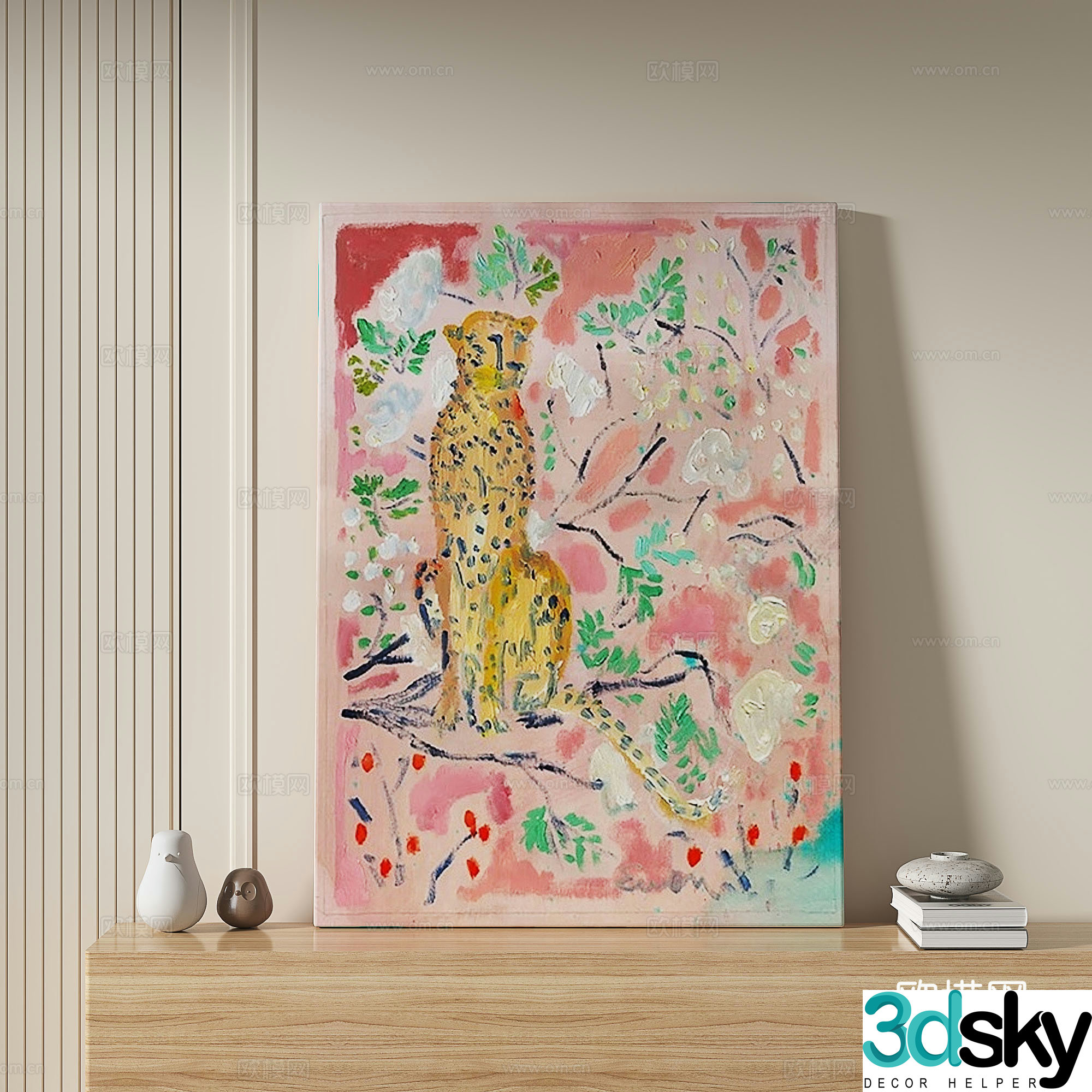 Modern retro oil painting decorative painting 3d model