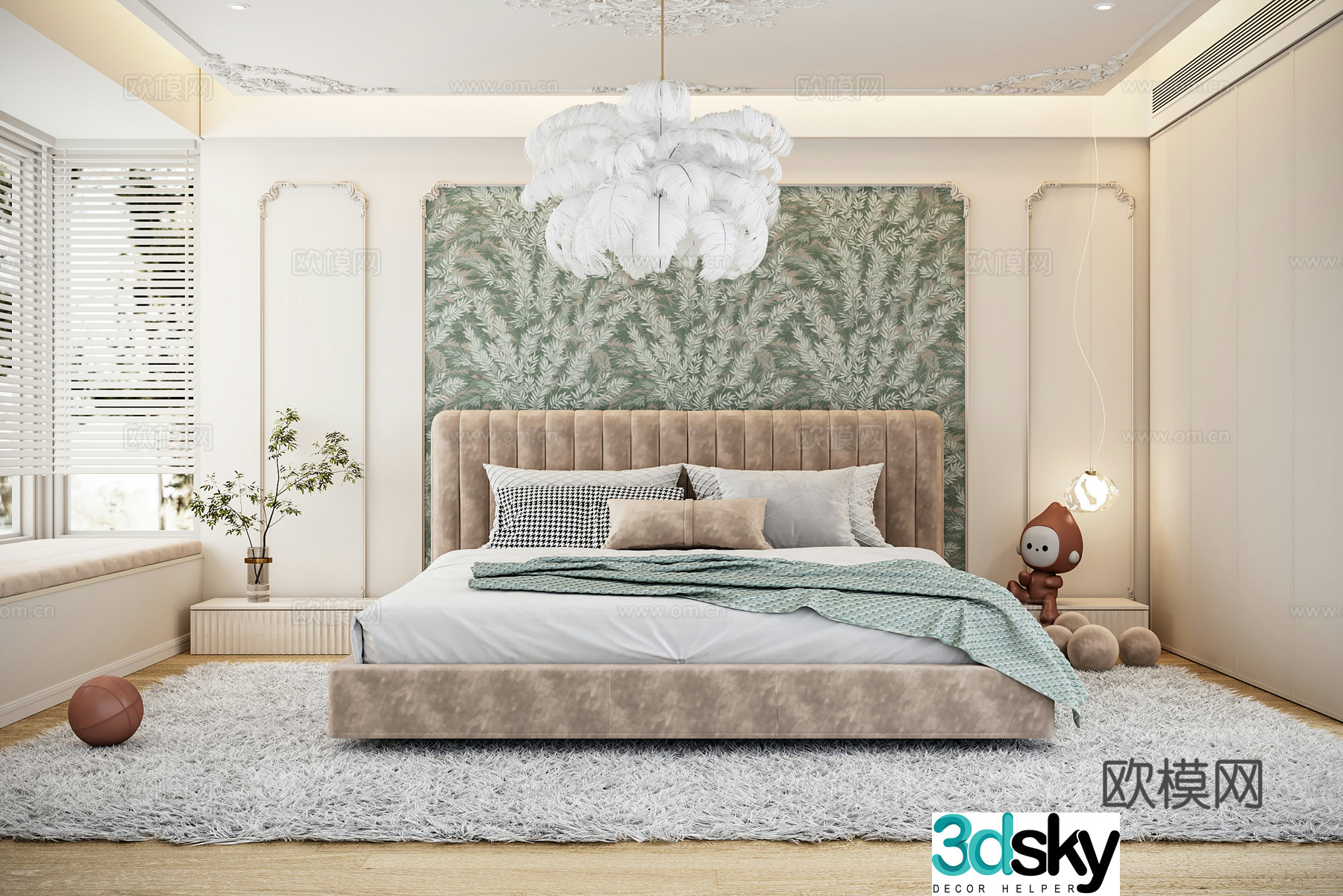 Modern French bedroom 3d model