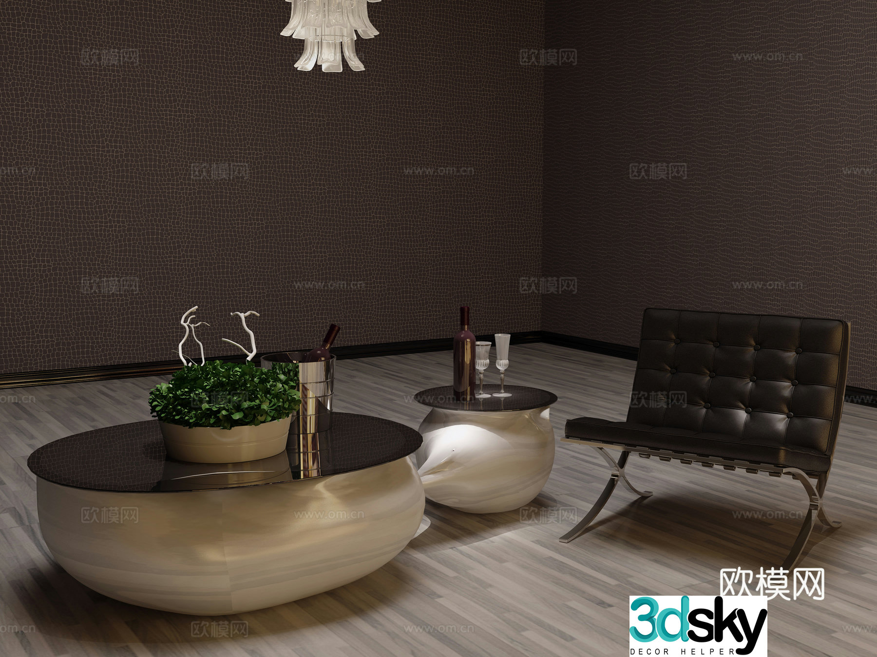 Bar casual table and chairs special shape wine table 3D model
