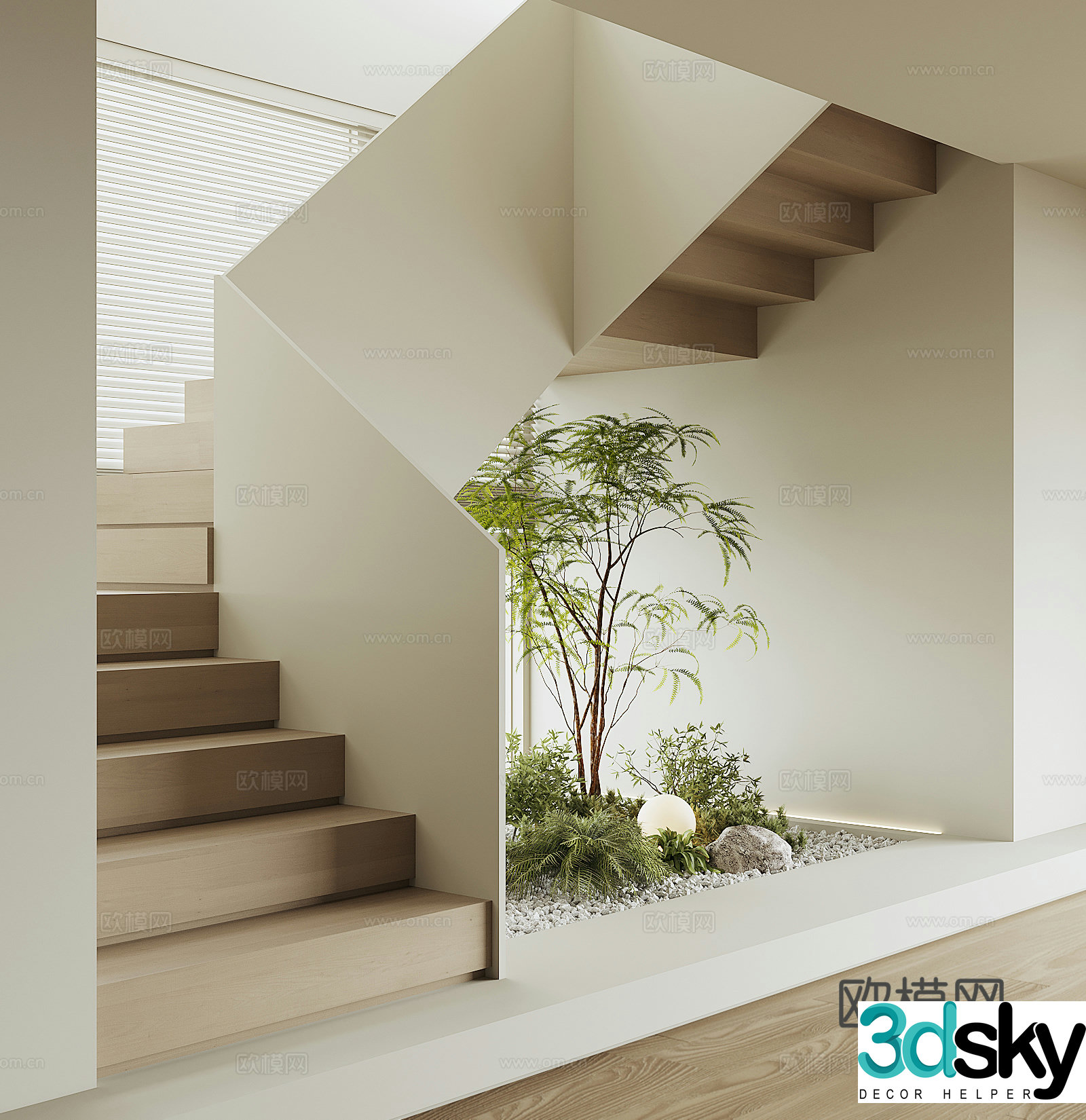 Modern home staircase 3d model