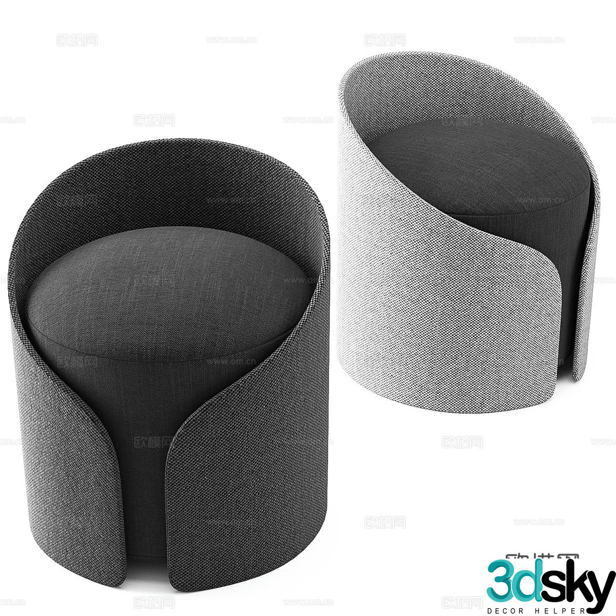 Fabric sofa stool low stool dressing stool shoe changing stool footstool round stool 3D model