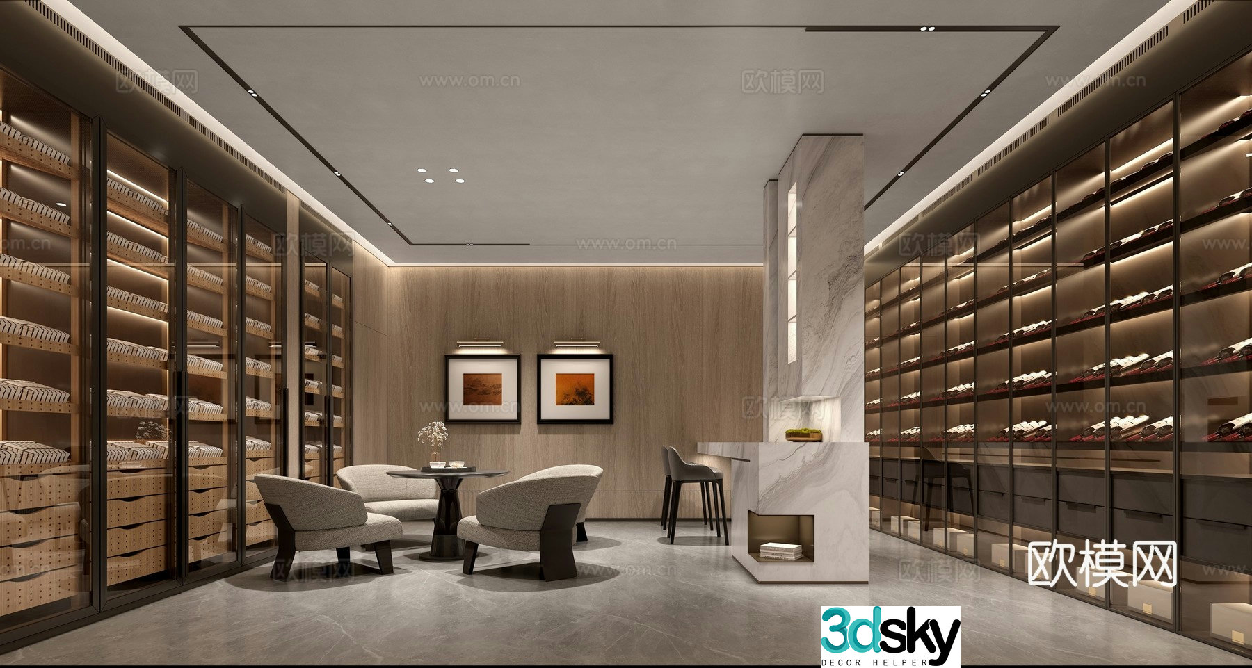 Modern villa bar area 3d model